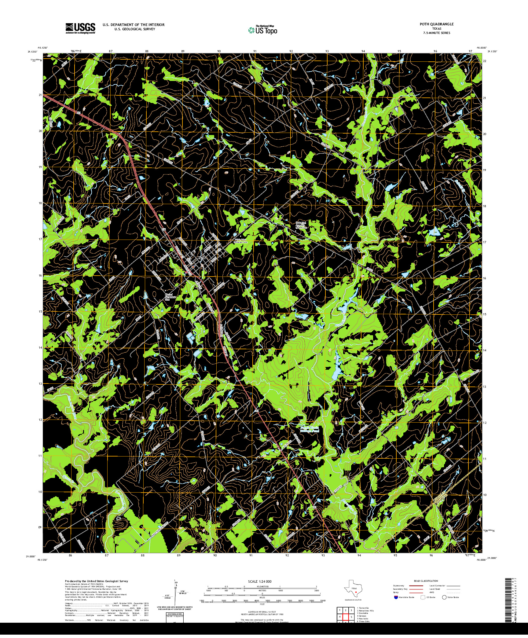 US TOPO 7.5-MINUTE MAP FOR POTH, TX