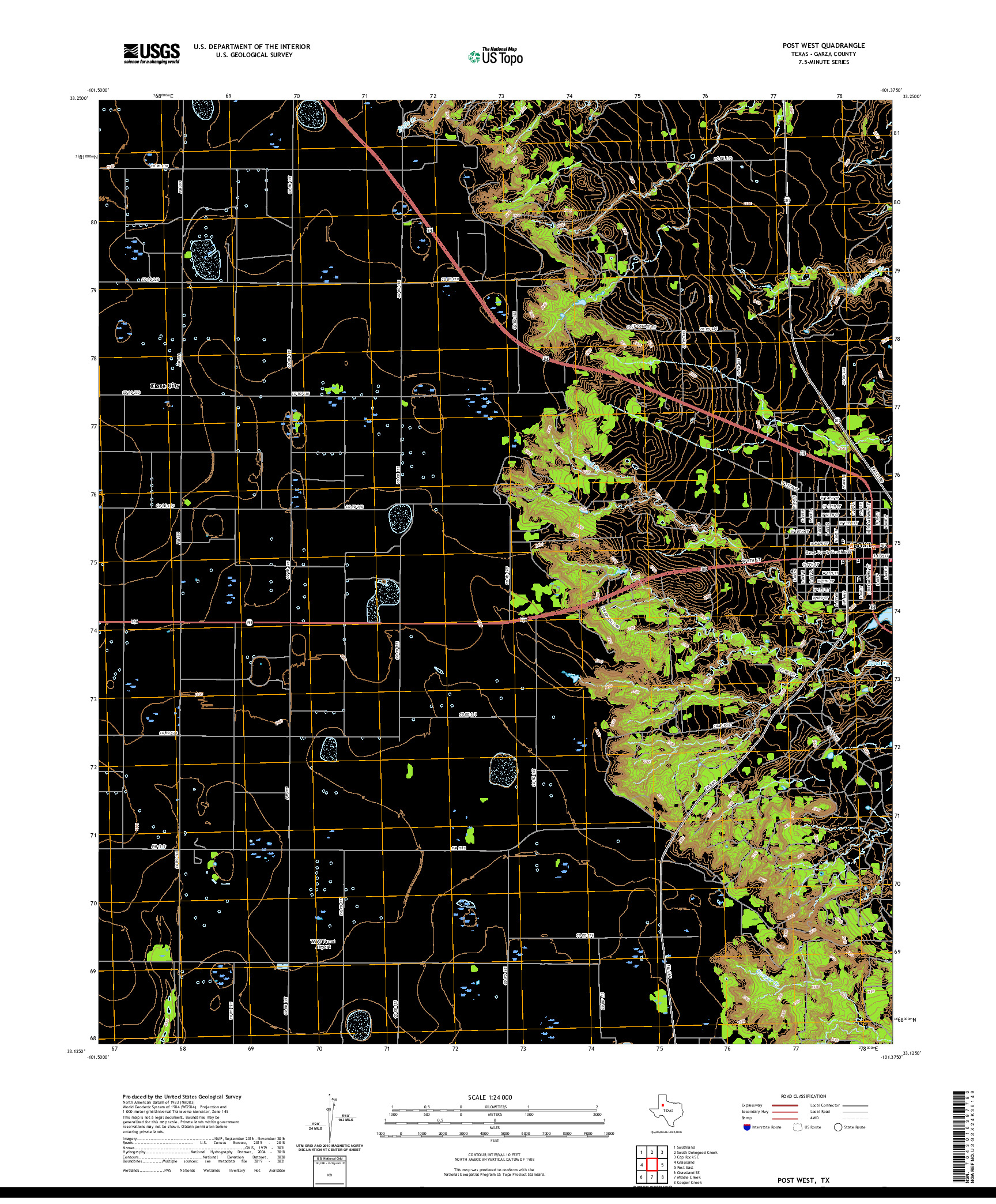 US TOPO 7.5-MINUTE MAP FOR POST WEST, TX