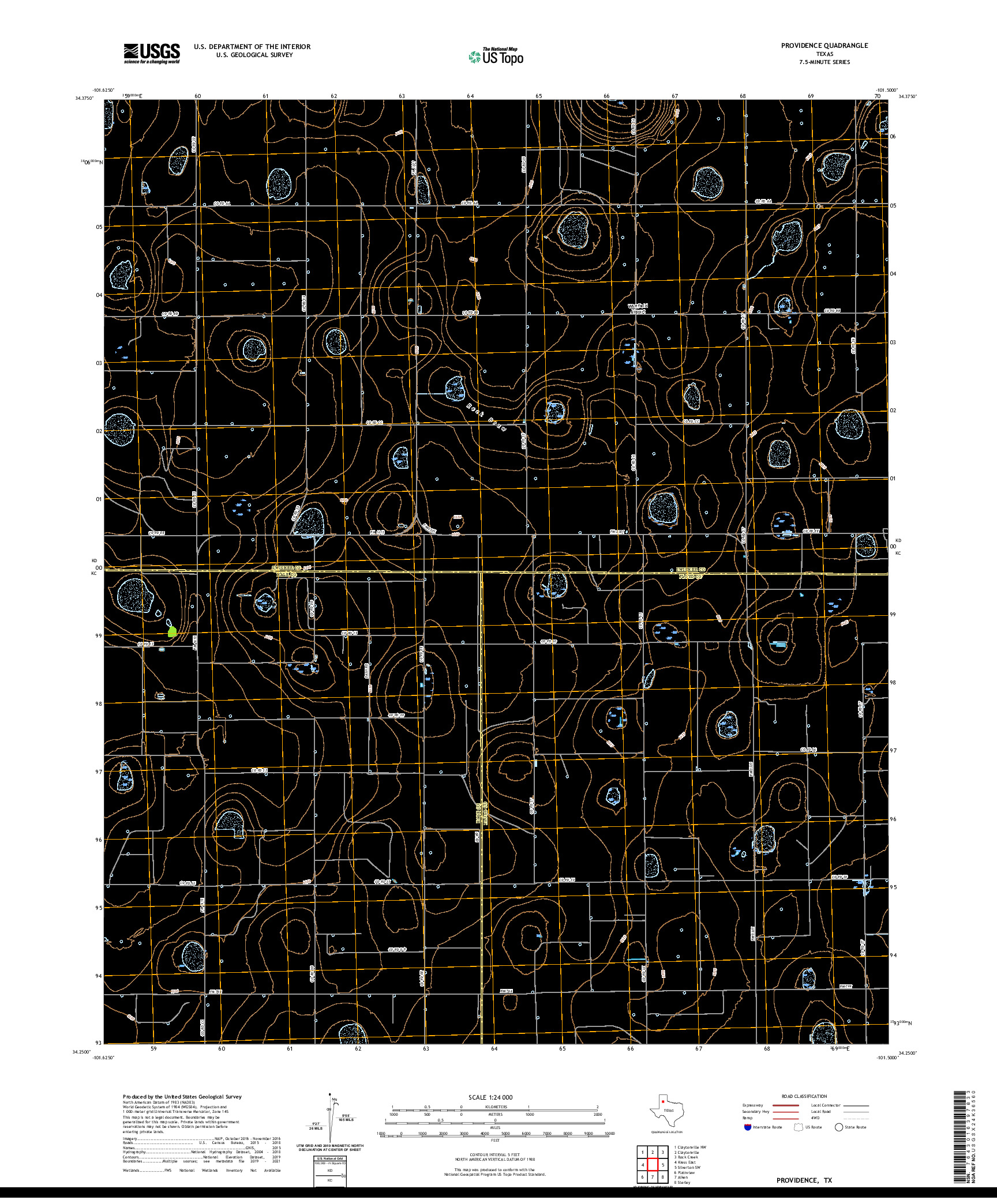 US TOPO 7.5-MINUTE MAP FOR PROVIDENCE, TX