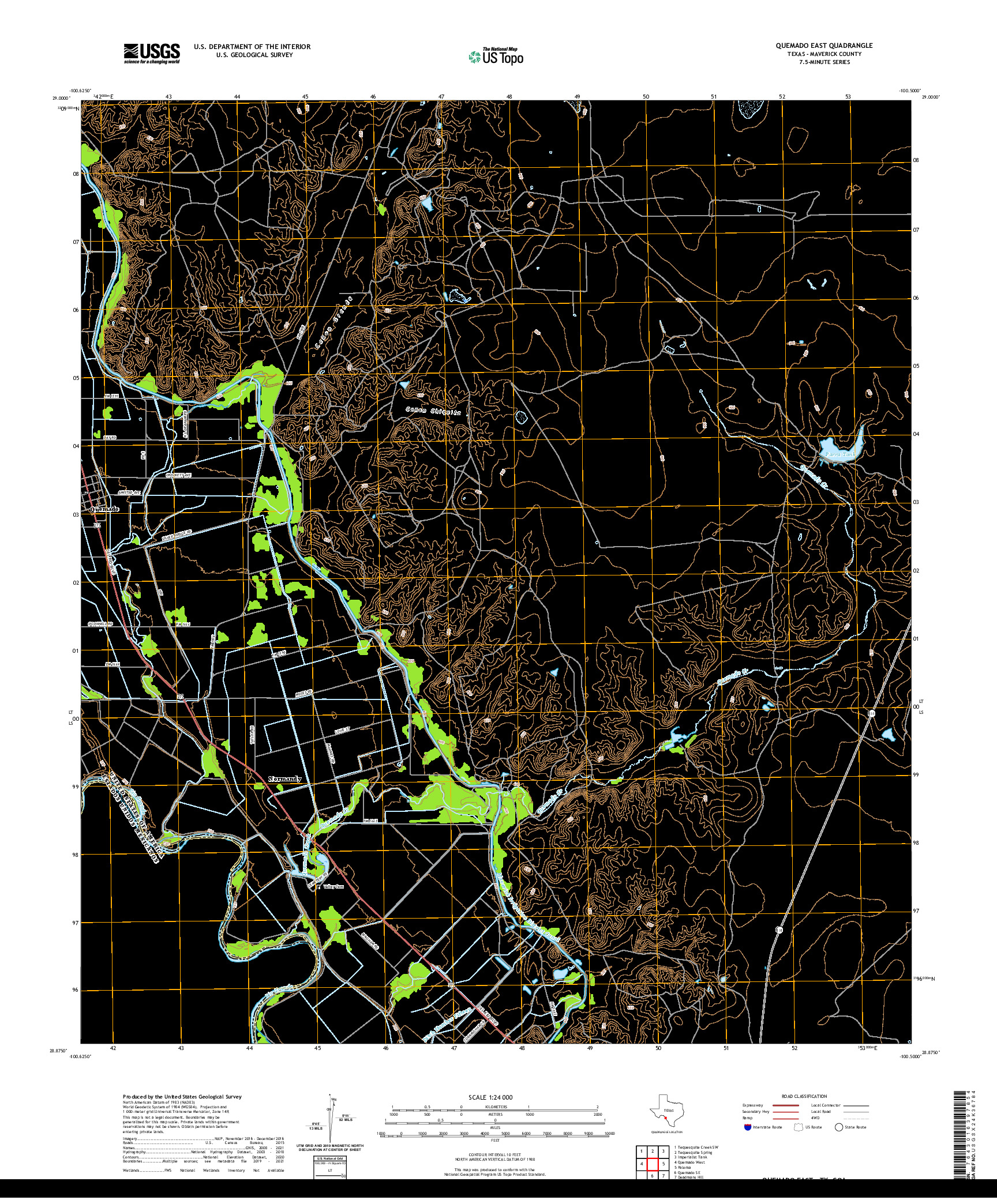 US TOPO 7.5-MINUTE MAP FOR QUEMADO EAST, TX,COA