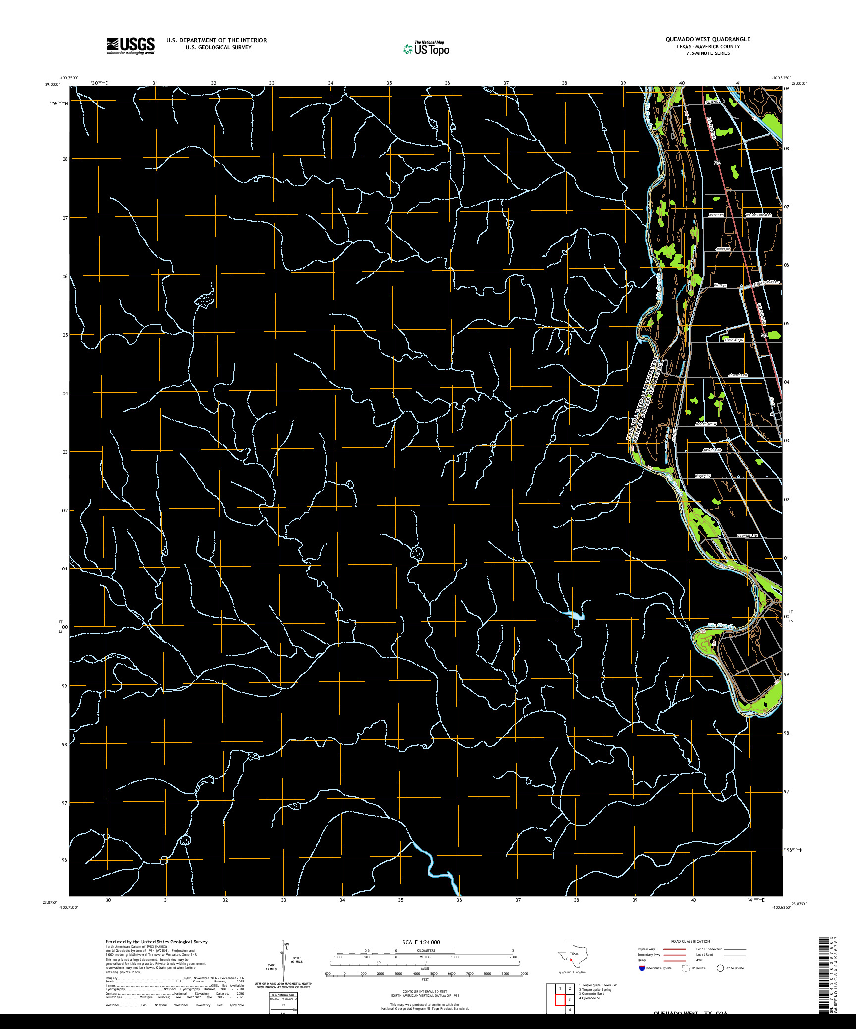 US TOPO 7.5-MINUTE MAP FOR QUEMADO WEST, TX,COA