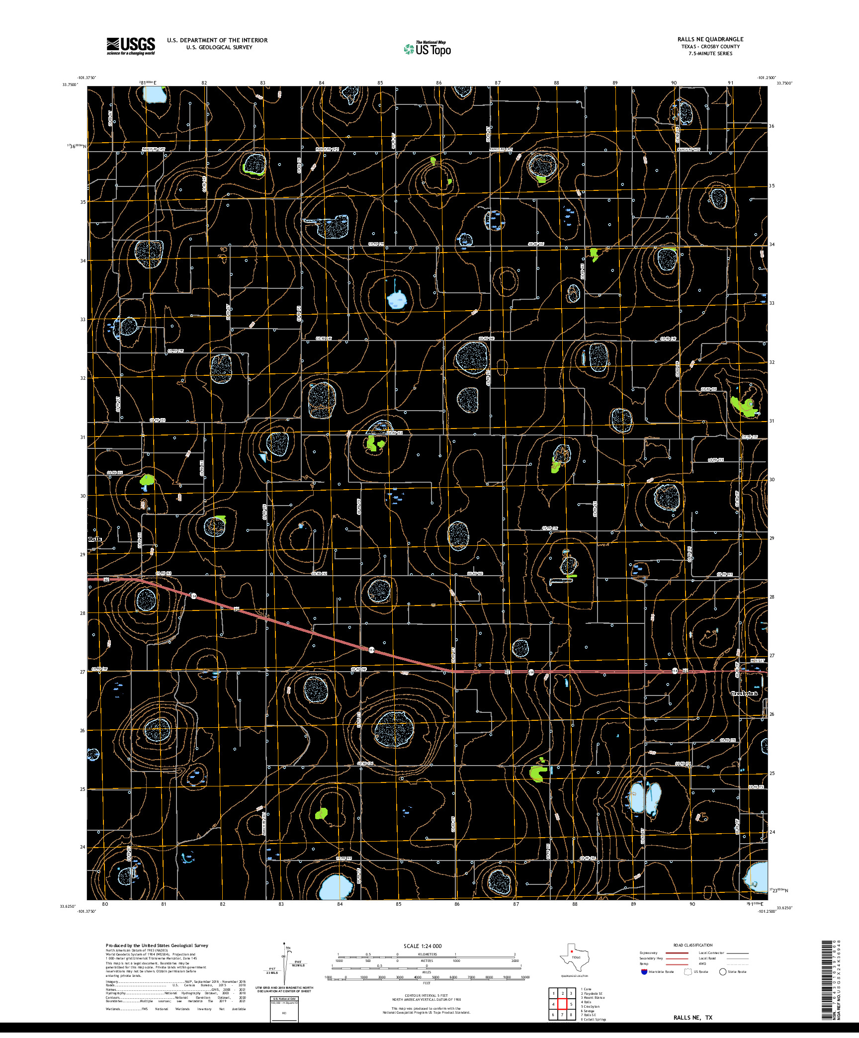 US TOPO 7.5-MINUTE MAP FOR RALLS NE, TX