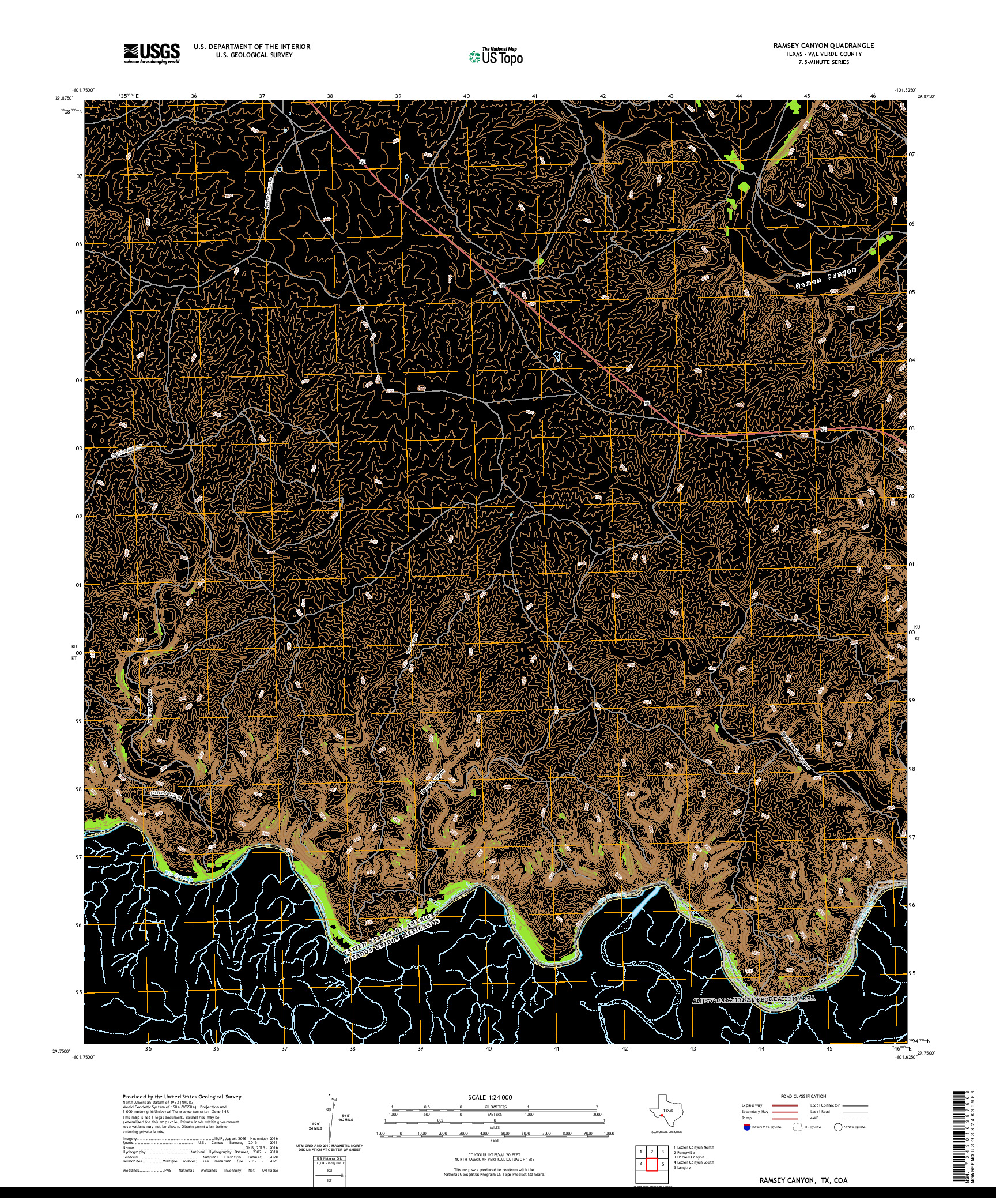 US TOPO 7.5-MINUTE MAP FOR RAMSEY CANYON, TX,COA