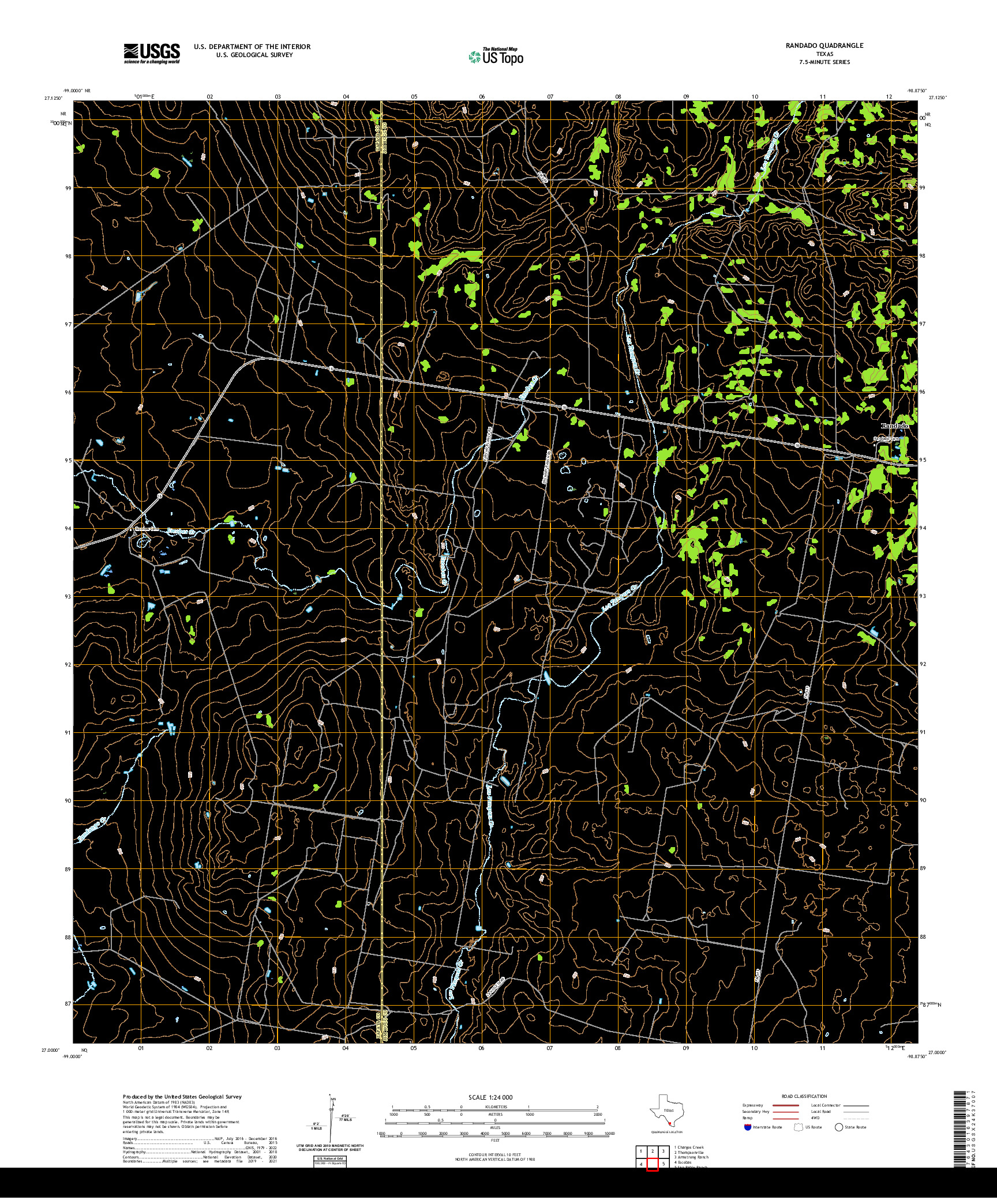 US TOPO 7.5-MINUTE MAP FOR RANDADO, TX