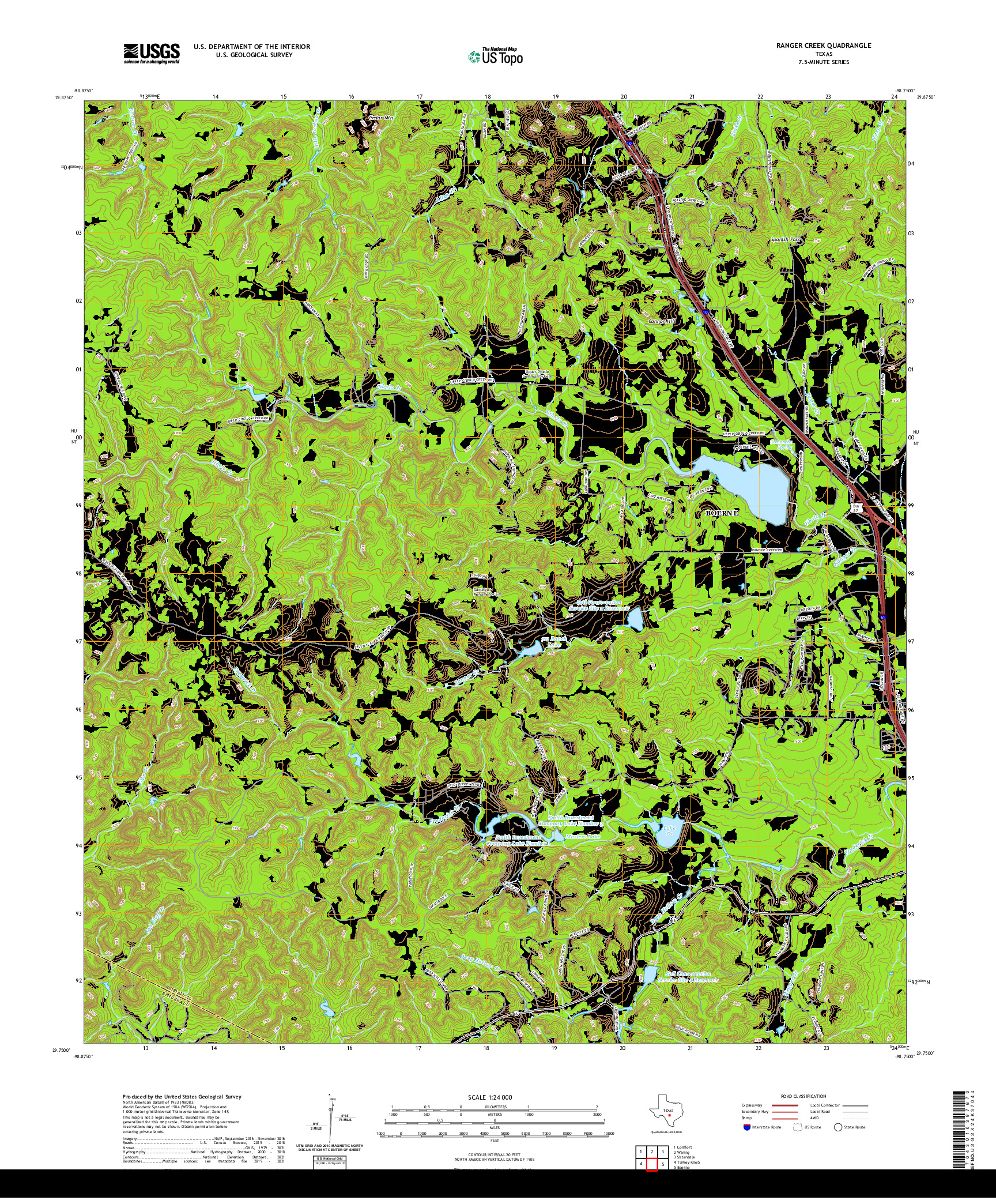 US TOPO 7.5-MINUTE MAP FOR RANGER CREEK, TX