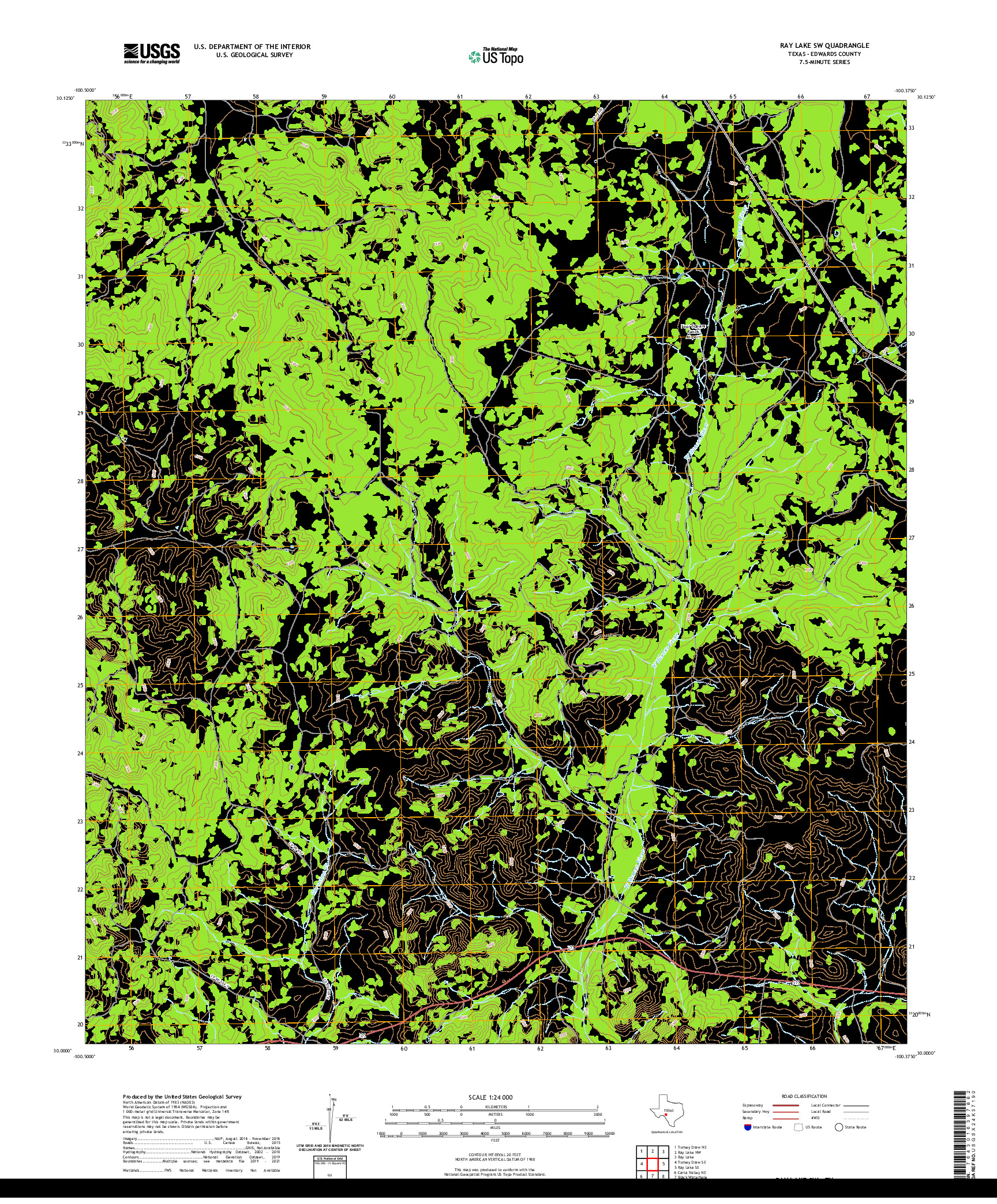 US TOPO 7.5-MINUTE MAP FOR RAY LAKE SW, TX