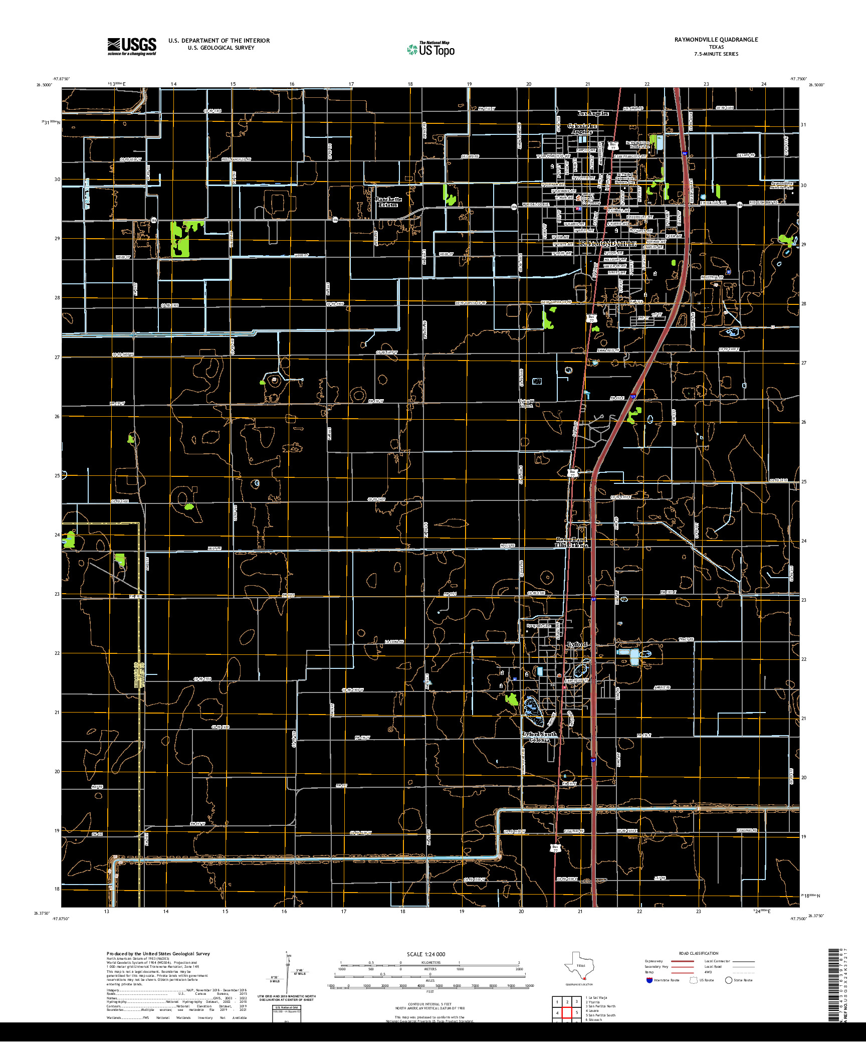 US TOPO 7.5-MINUTE MAP FOR RAYMONDVILLE, TX