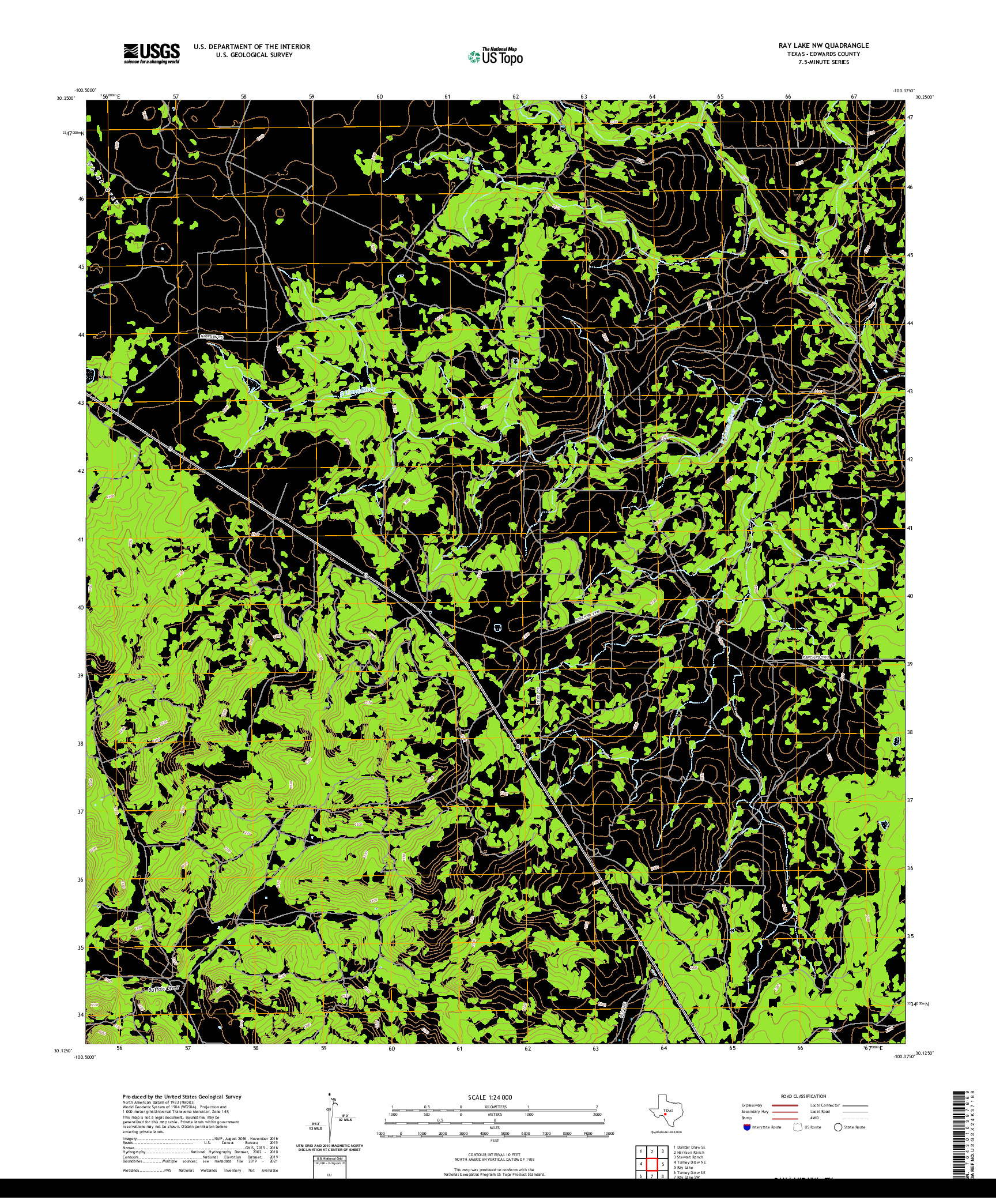 US TOPO 7.5-MINUTE MAP FOR RAY LAKE NW, TX