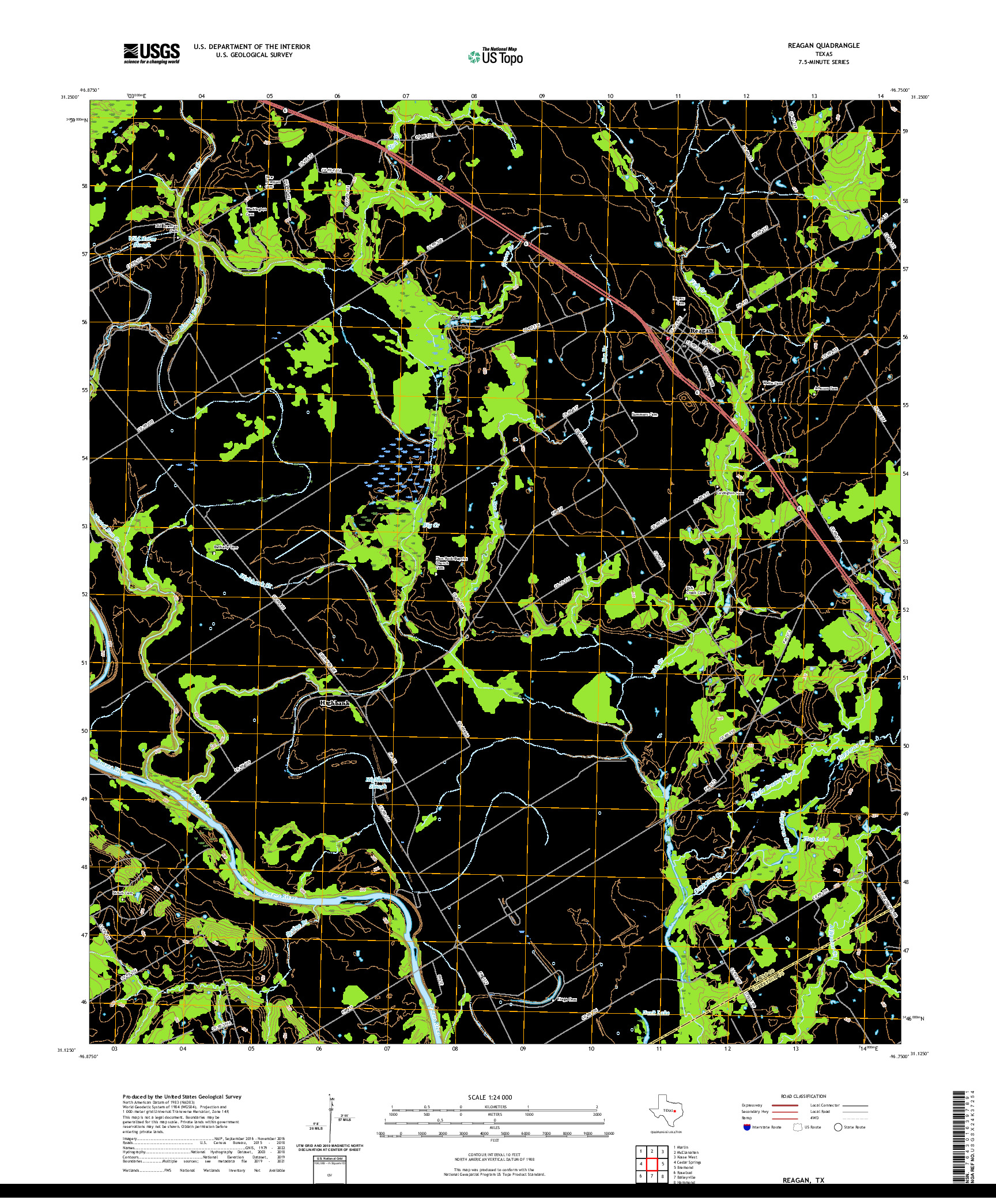 US TOPO 7.5-MINUTE MAP FOR REAGAN, TX