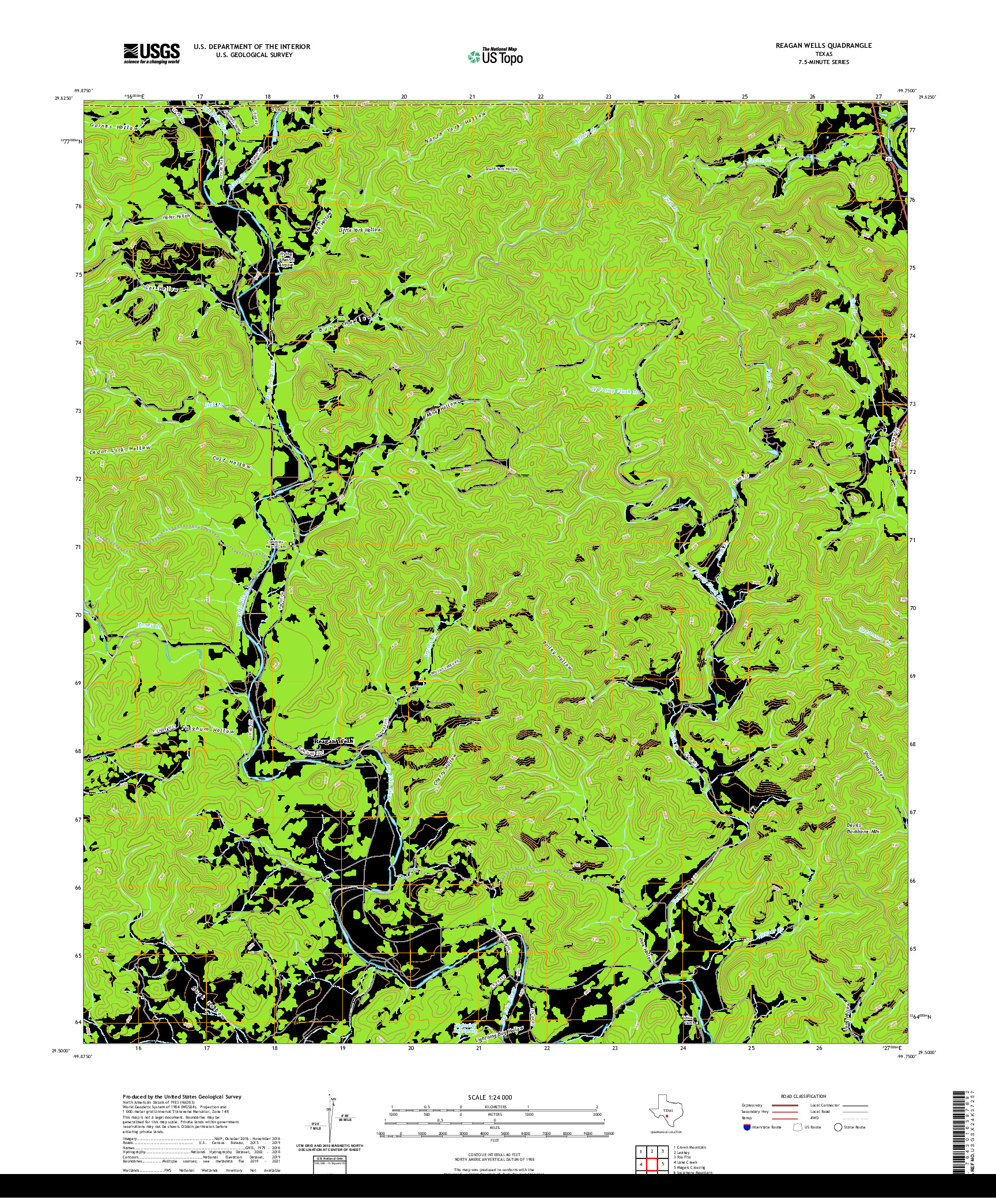 US TOPO 7.5-MINUTE MAP FOR REAGAN WELLS, TX