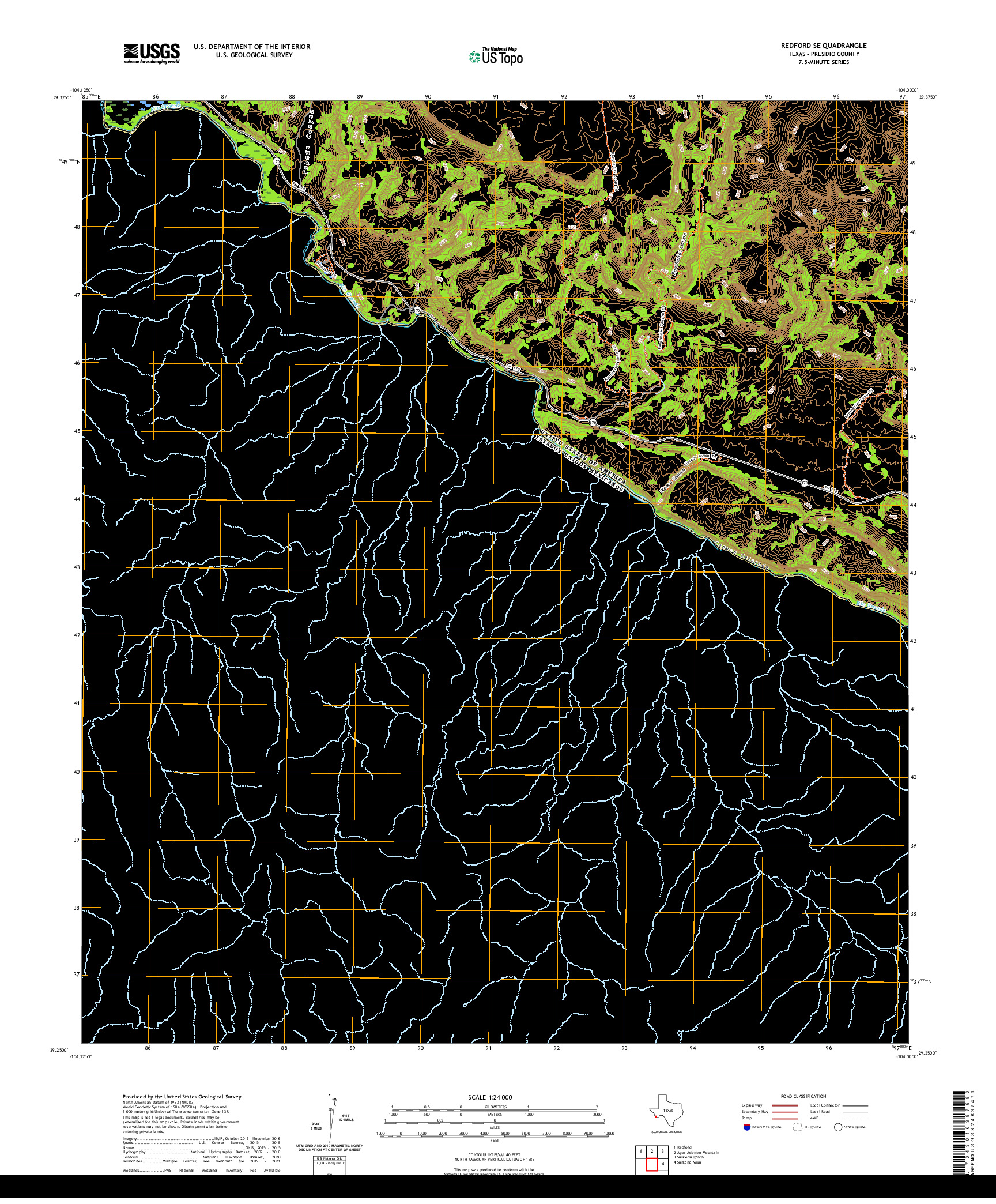 US TOPO 7.5-MINUTE MAP FOR REDFORD SE, TX,CHH