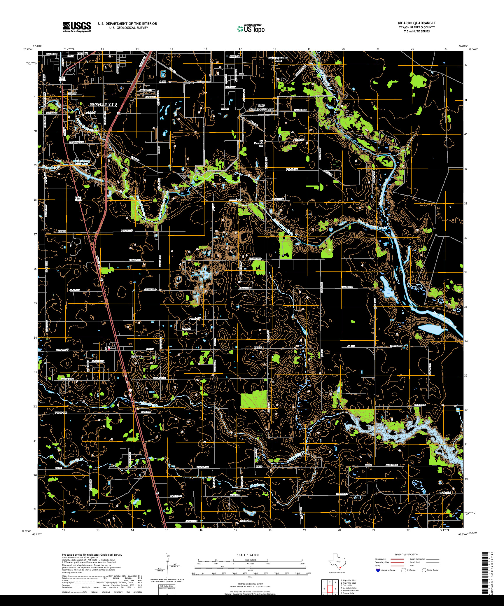 US TOPO 7.5-MINUTE MAP FOR RICARDO, TX