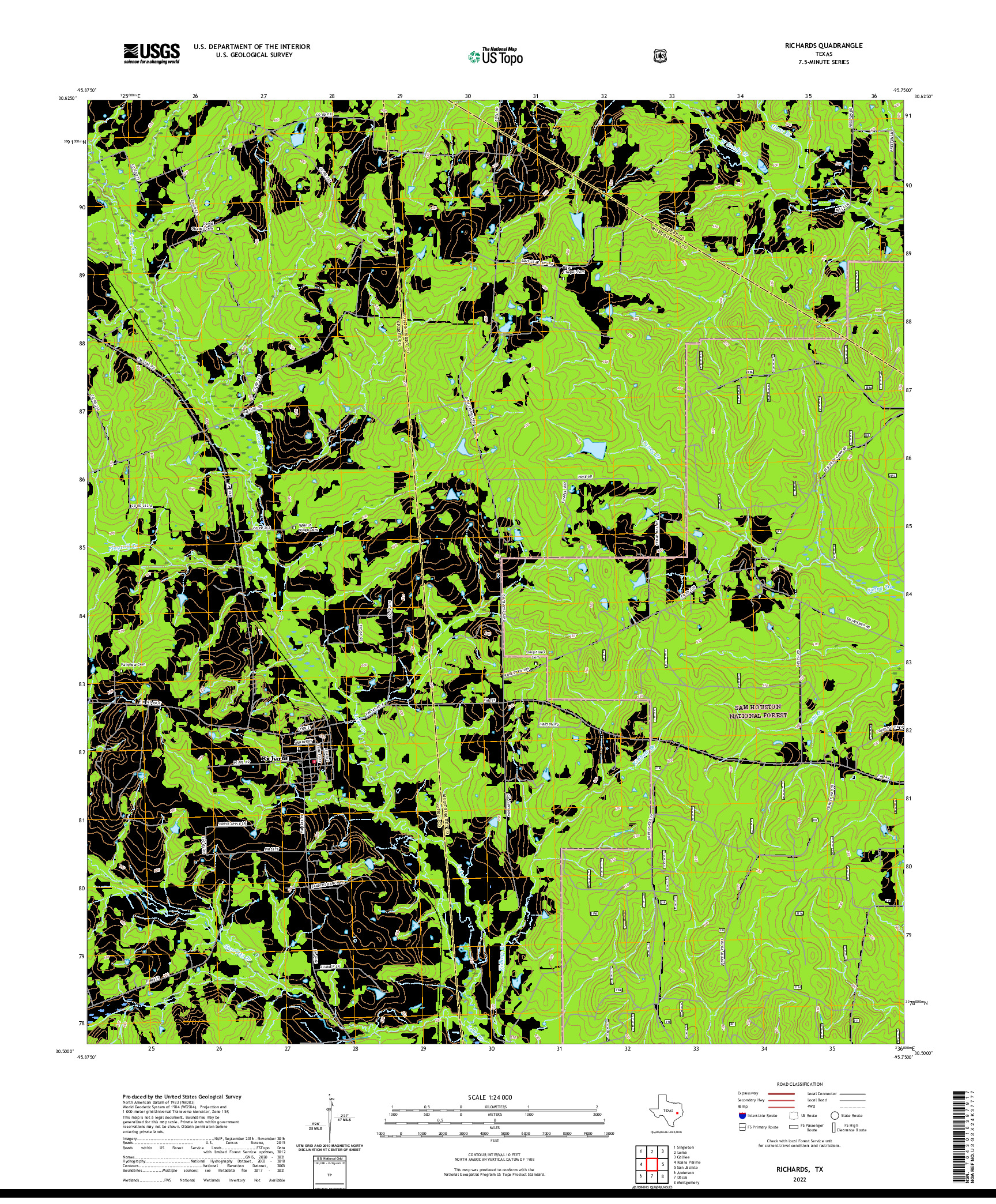 US TOPO 7.5-MINUTE MAP FOR RICHARDS, TX