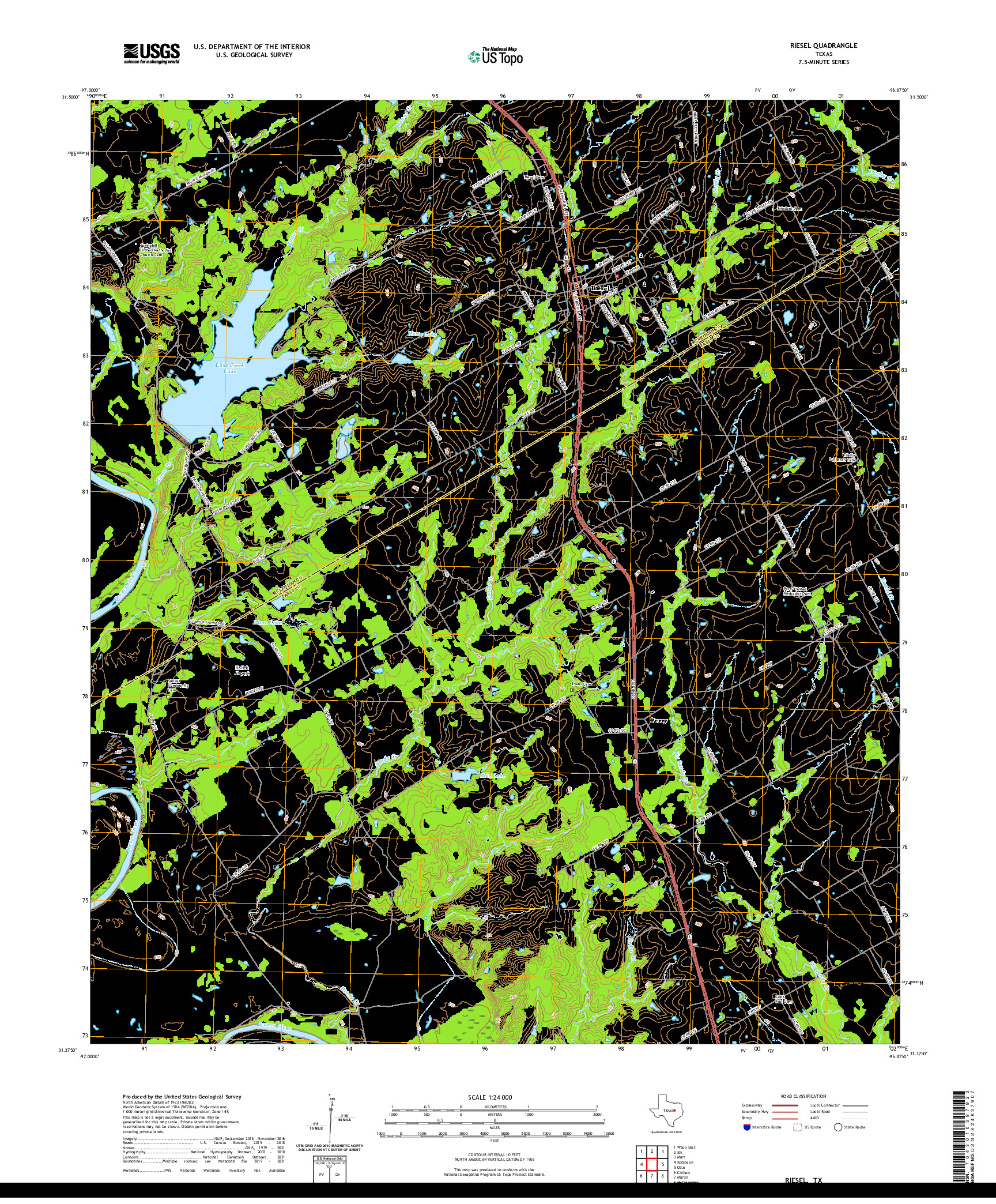 US TOPO 7.5-MINUTE MAP FOR RIESEL, TX