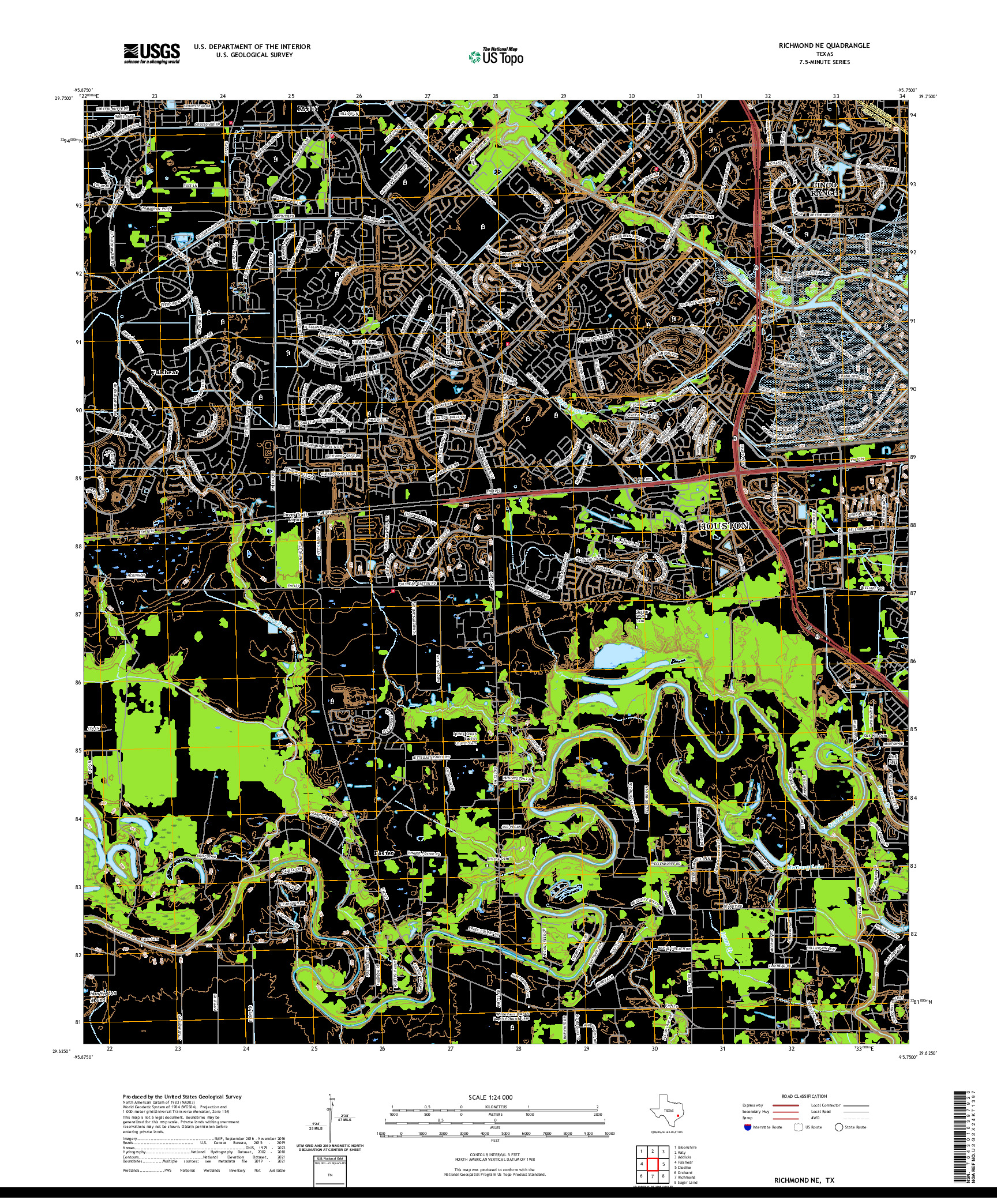 US TOPO 7.5-MINUTE MAP FOR RICHMOND NE, TX