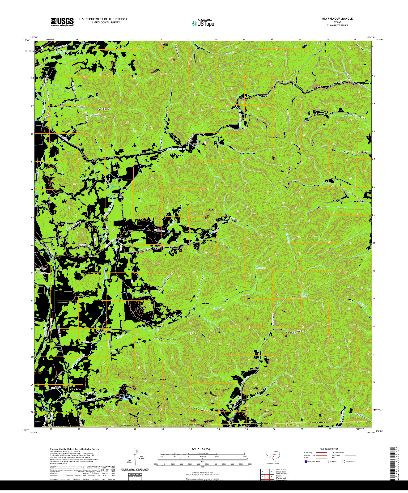 US TOPO 7.5-MINUTE MAP FOR RIO FRIO, TX