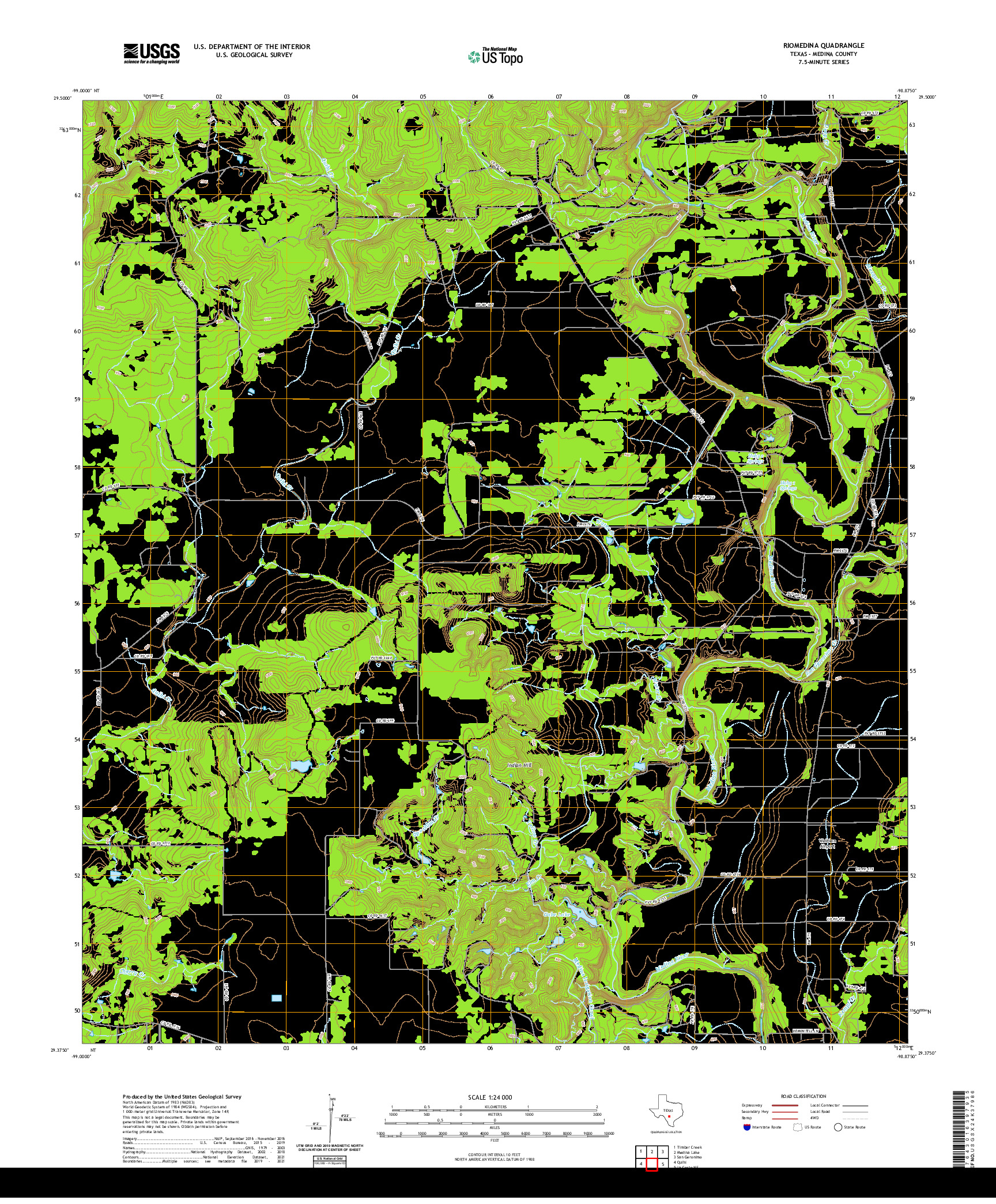 US TOPO 7.5-MINUTE MAP FOR RIOMEDINA, TX