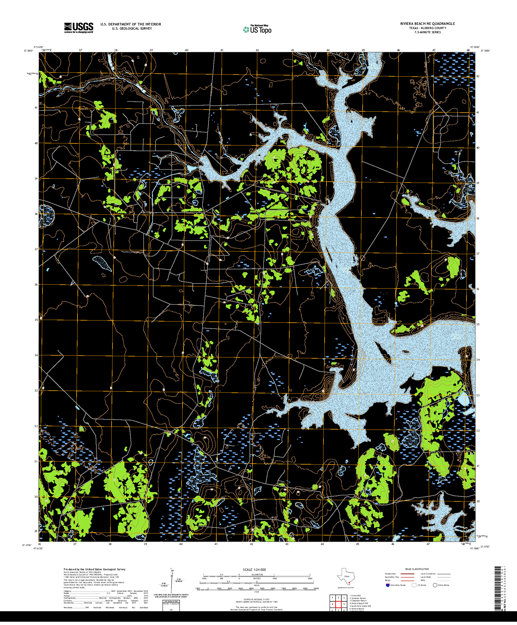 US TOPO 7.5-MINUTE MAP FOR RIVIERA BEACH NE, TX