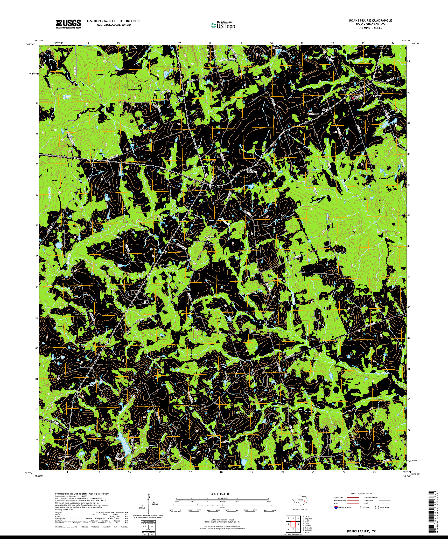 US TOPO 7.5-MINUTE MAP FOR ROANS PRAIRIE, TX