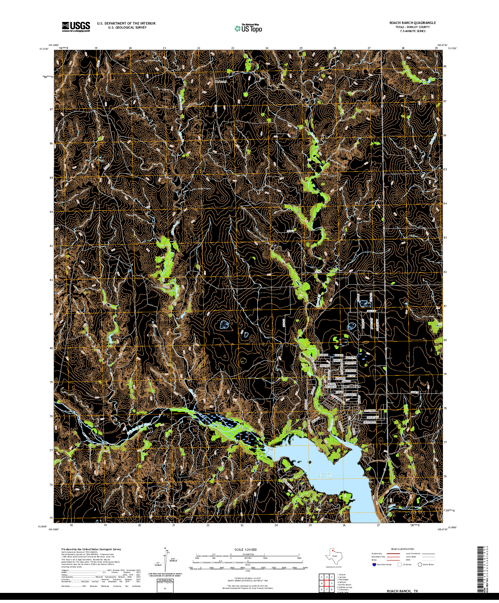 US TOPO 7.5-MINUTE MAP FOR ROACH RANCH, TX