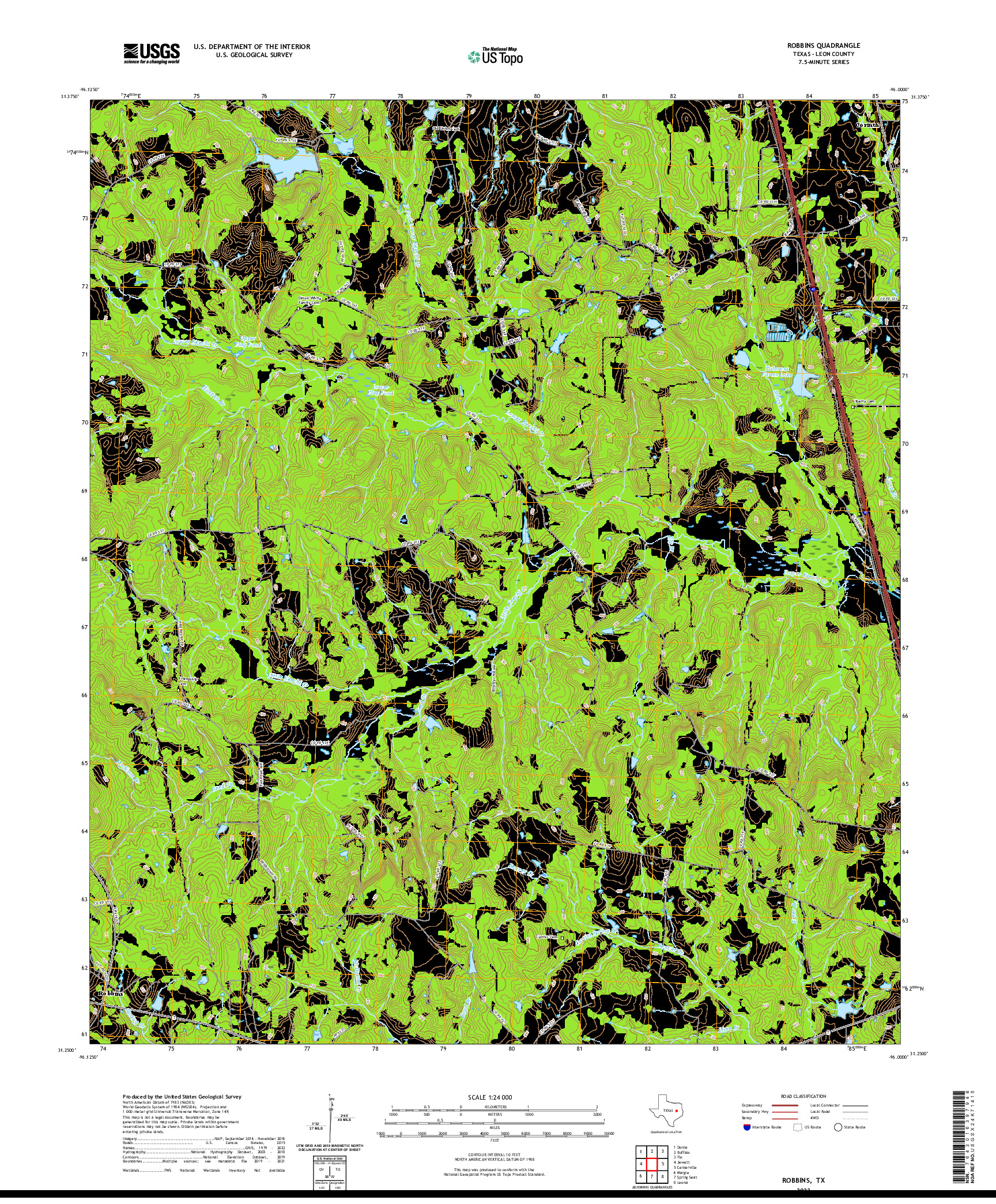 US TOPO 7.5-MINUTE MAP FOR ROBBINS, TX