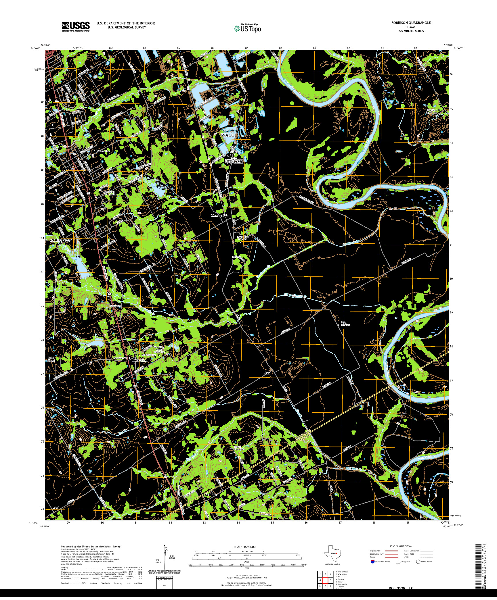 US TOPO 7.5-MINUTE MAP FOR ROBINSON, TX