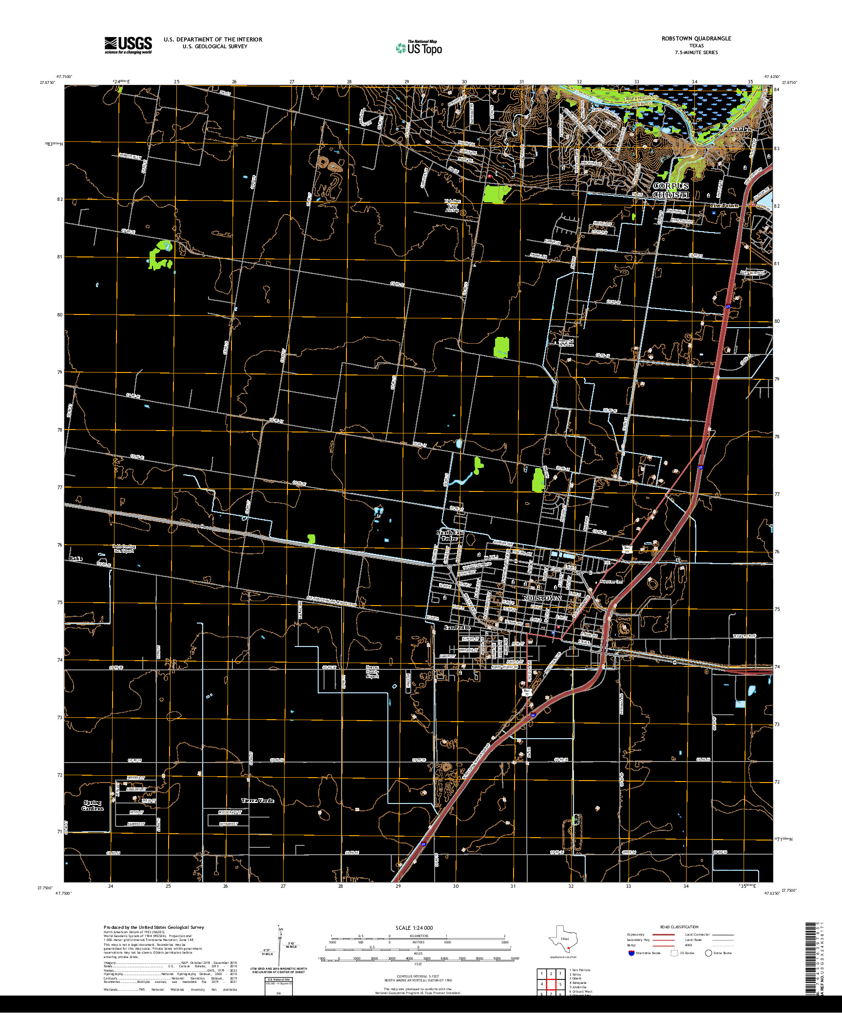 US TOPO 7.5-MINUTE MAP FOR ROBSTOWN, TX