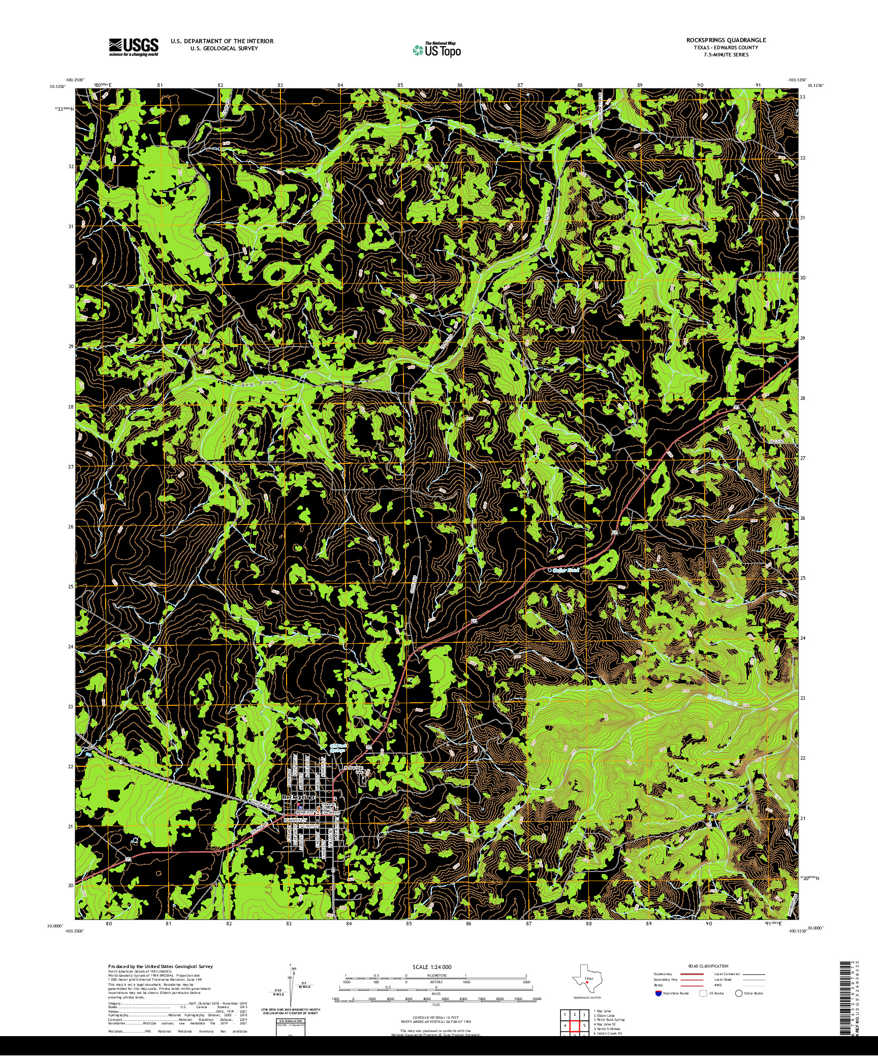 US TOPO 7.5-MINUTE MAP FOR ROCKSPRINGS, TX