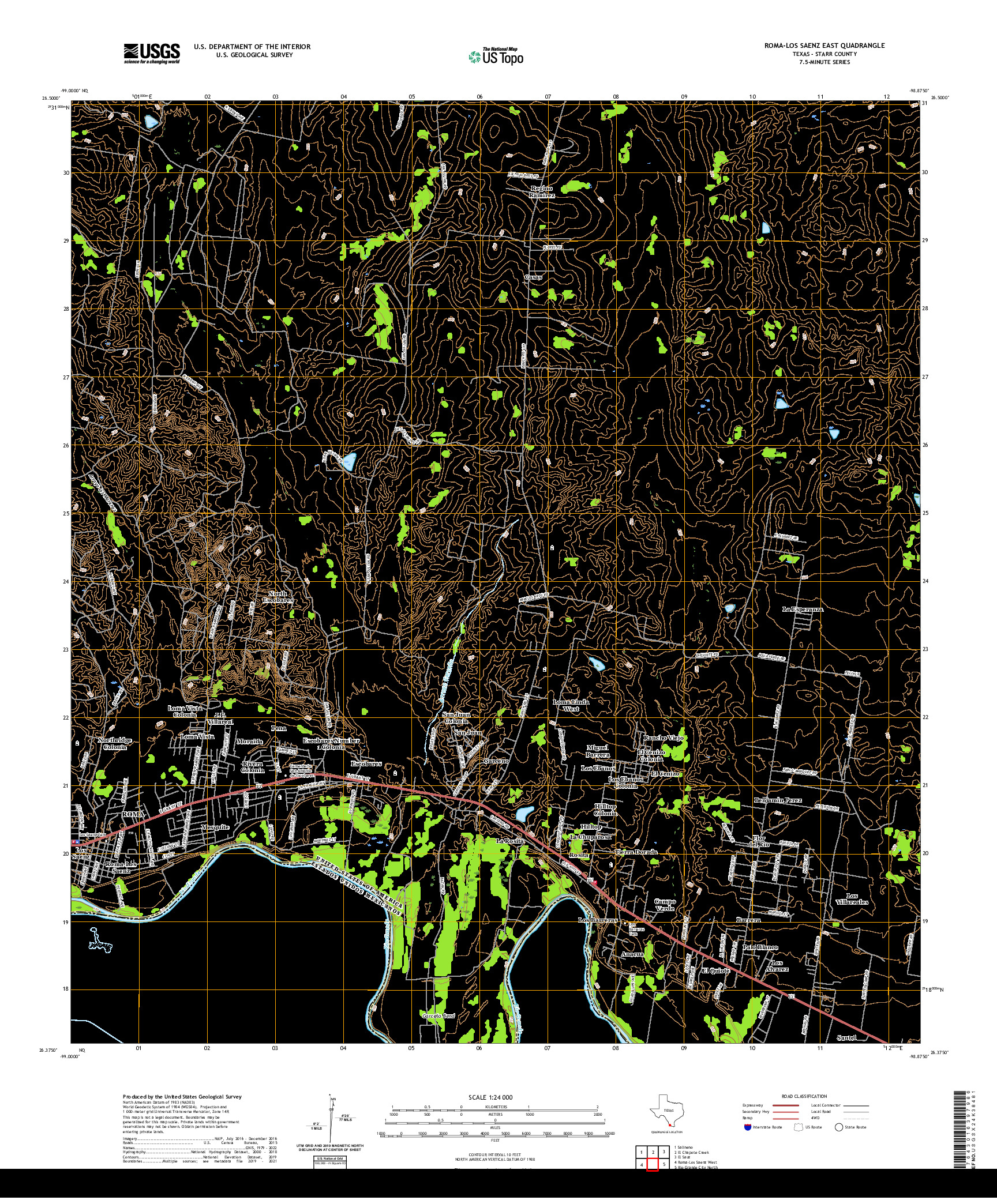 US TOPO 7.5-MINUTE MAP FOR ROMA-LOS SAENZ EAST, TX,TAM