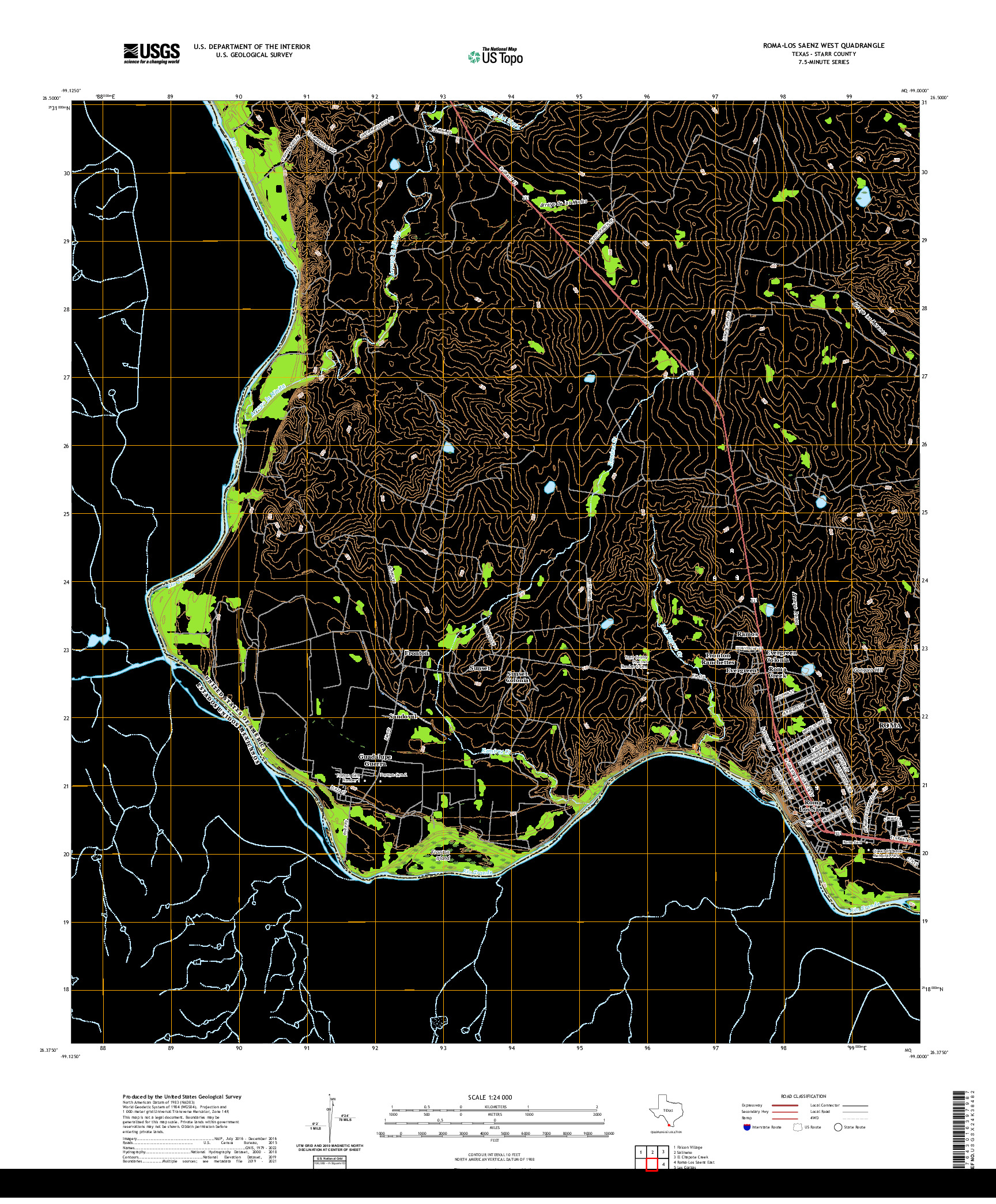 US TOPO 7.5-MINUTE MAP FOR ROMA-LOS SAENZ WEST, TX,TAM