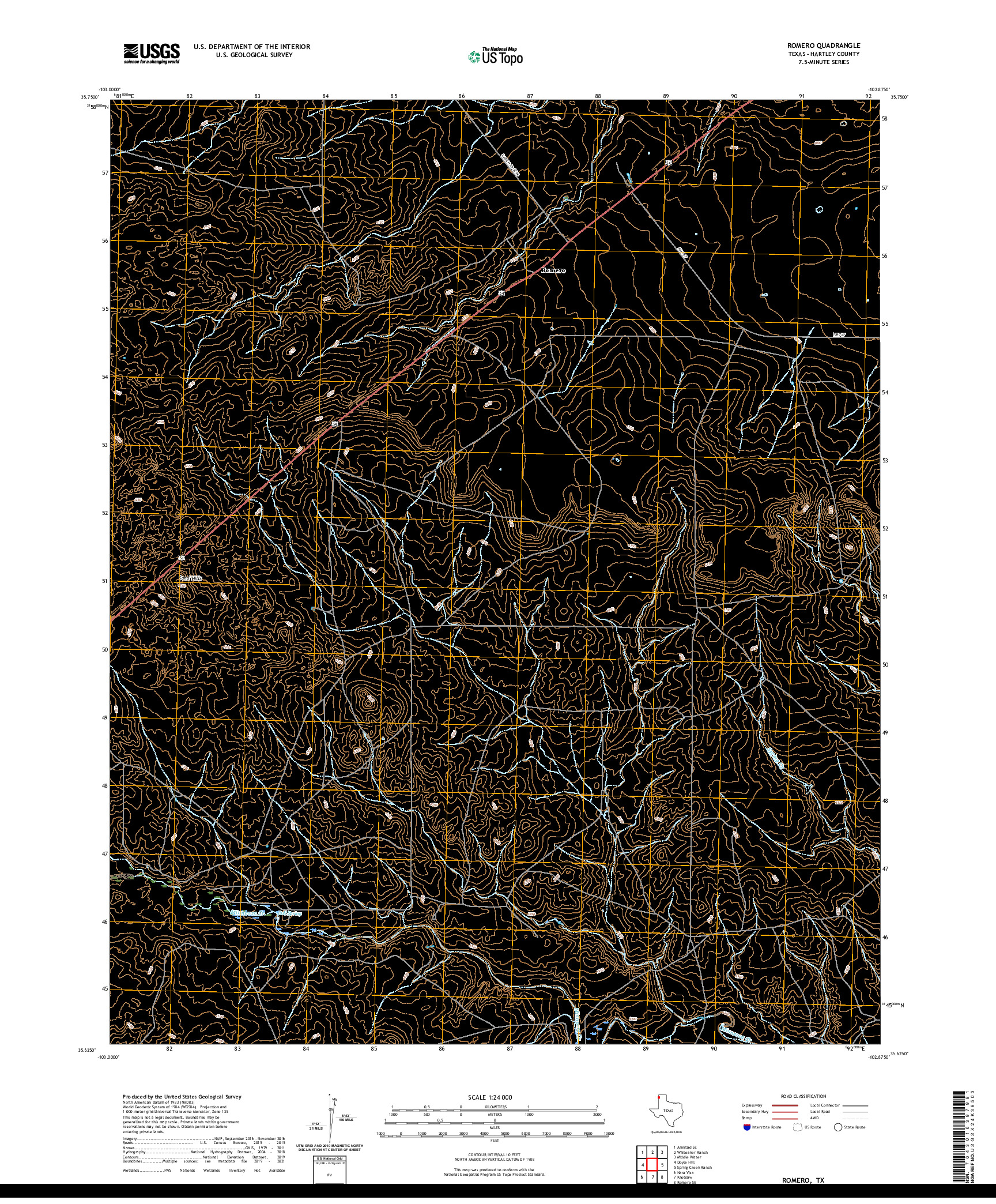 US TOPO 7.5-MINUTE MAP FOR ROMERO, TX