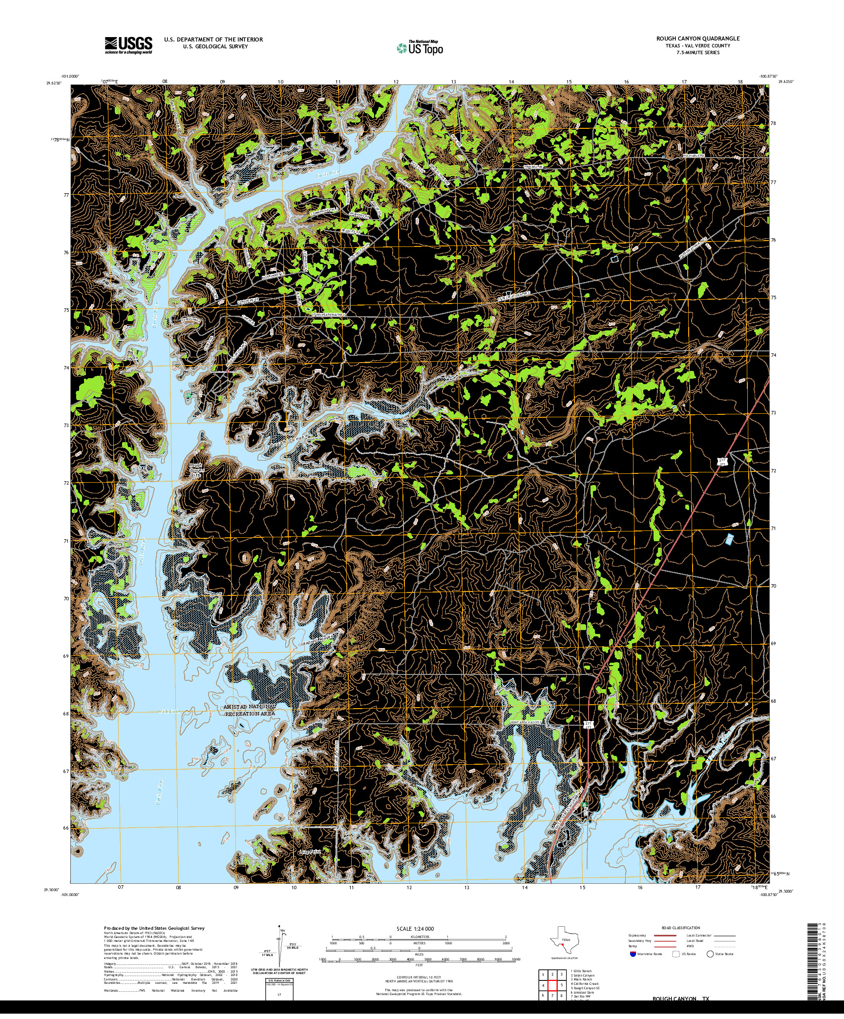 US TOPO 7.5-MINUTE MAP FOR ROUGH CANYON, TX