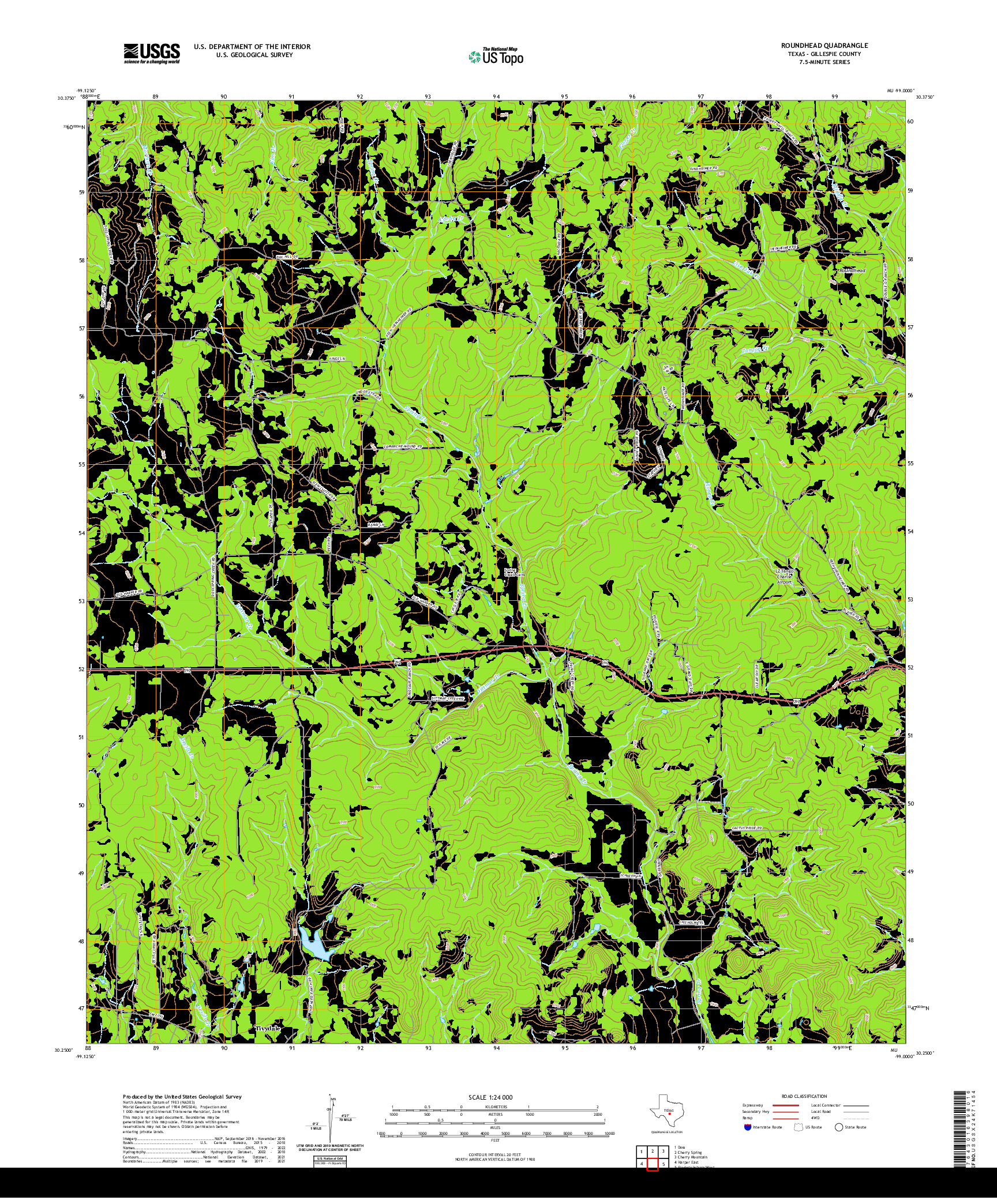 US TOPO 7.5-MINUTE MAP FOR ROUNDHEAD, TX