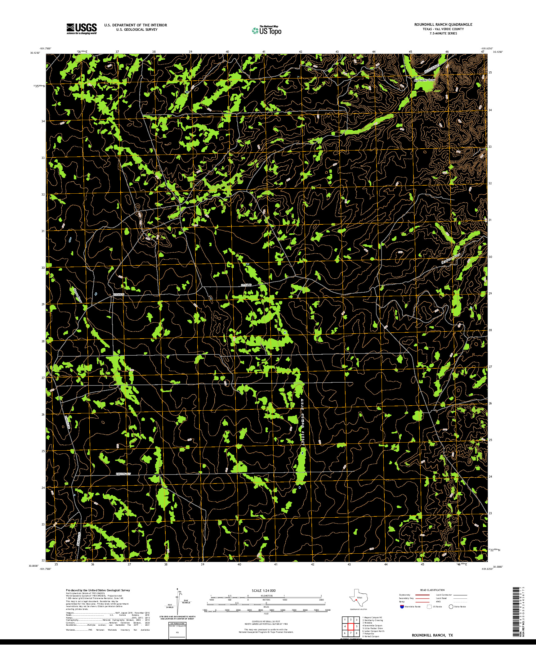 US TOPO 7.5-MINUTE MAP FOR ROUNDHILL RANCH, TX