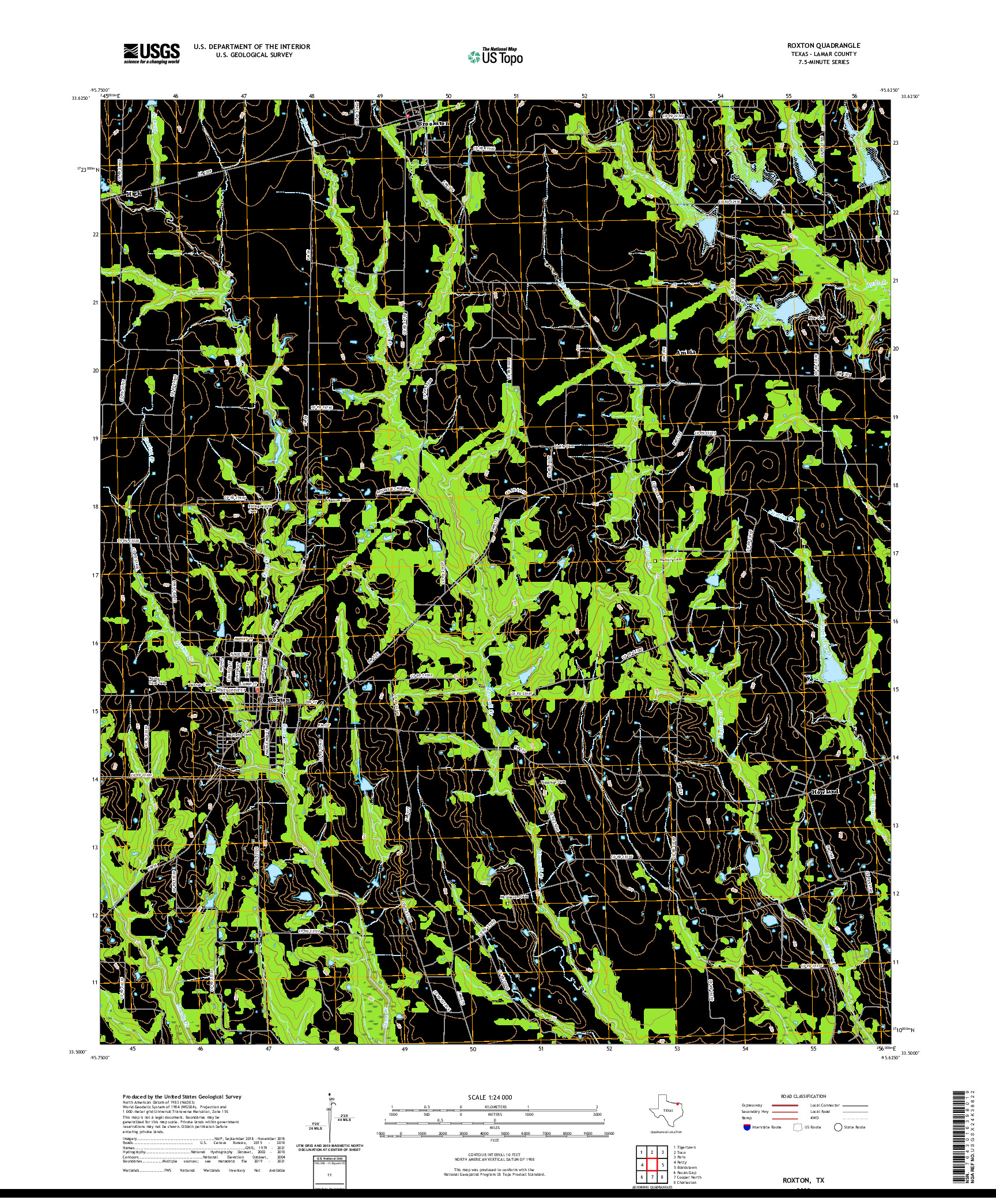 US TOPO 7.5-MINUTE MAP FOR ROXTON, TX