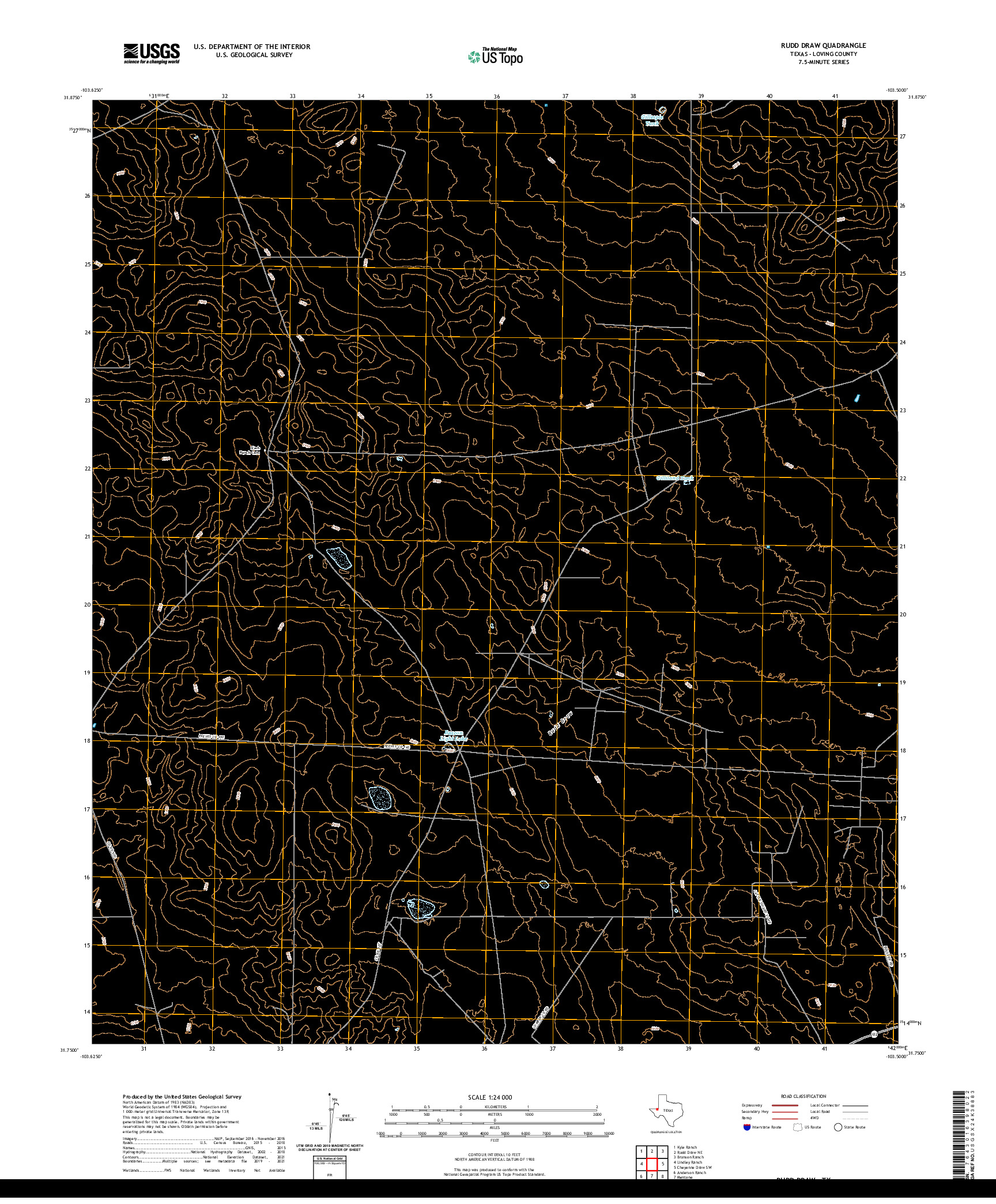 US TOPO 7.5-MINUTE MAP FOR RUDD DRAW, TX