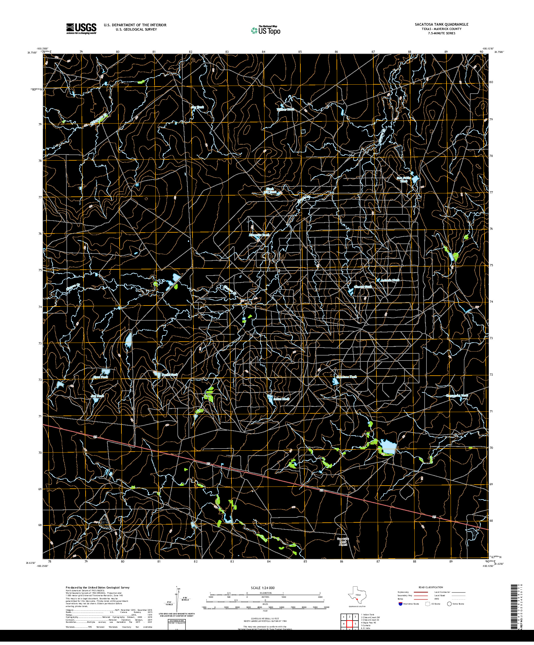 US TOPO 7.5-MINUTE MAP FOR SACATOSA TANK, TX