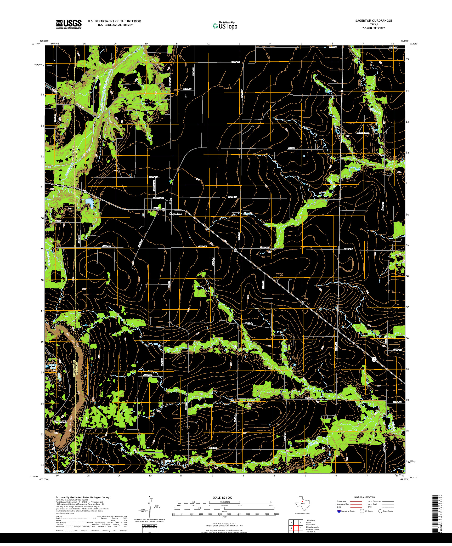 US TOPO 7.5-MINUTE MAP FOR SAGERTON, TX