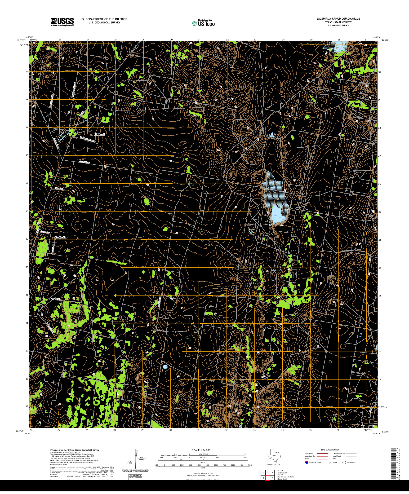 US TOPO 7.5-MINUTE MAP FOR SAGUNADA RANCH, TX