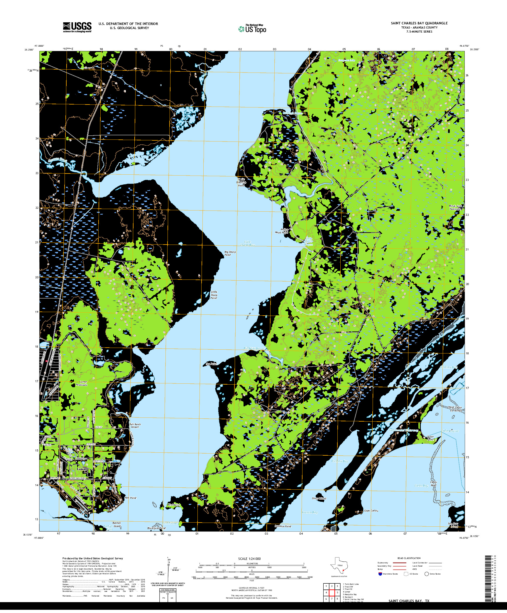 US TOPO 7.5-MINUTE MAP FOR SAINT CHARLES BAY, TX