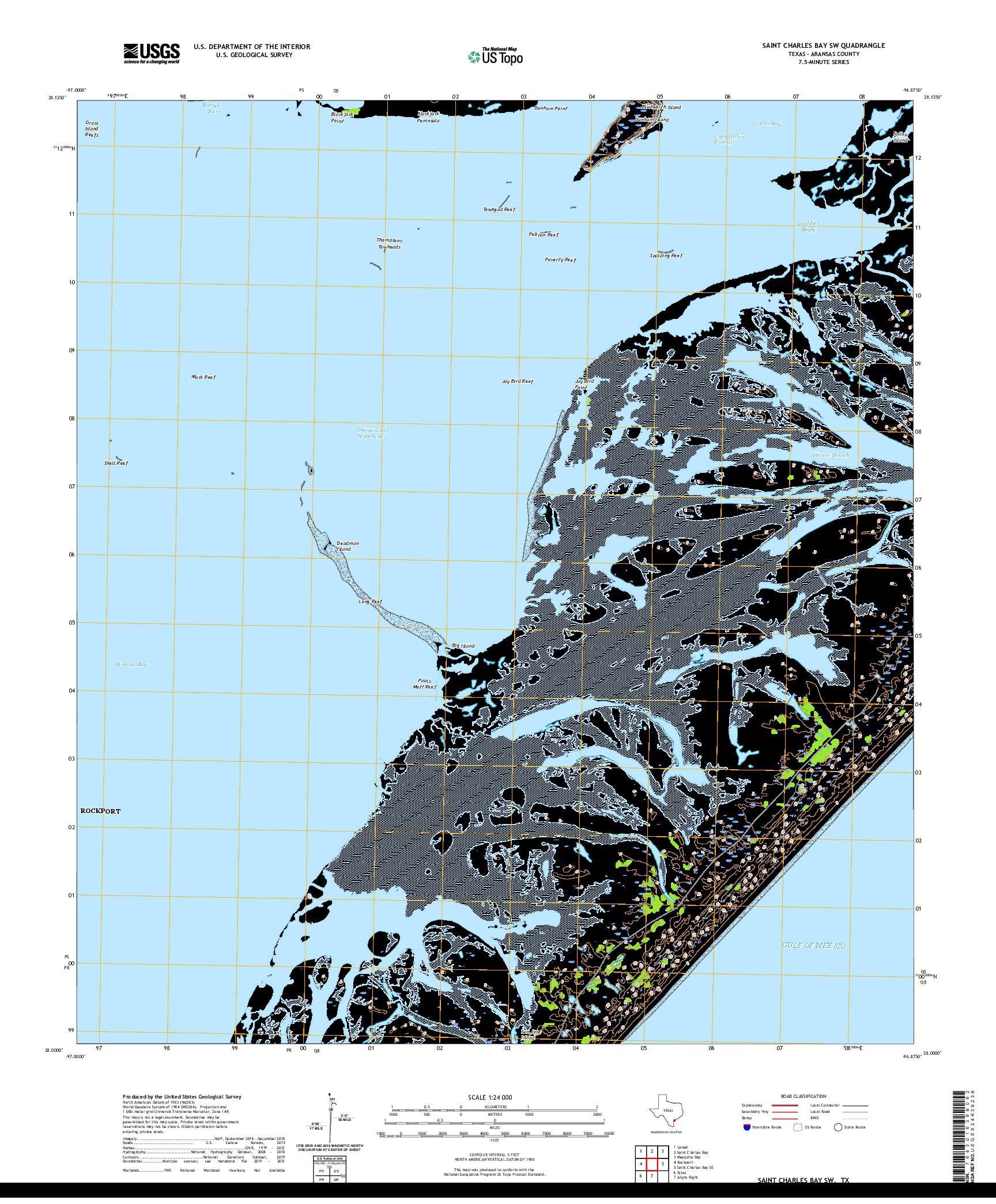 US TOPO 7.5-MINUTE MAP FOR SAINT CHARLES BAY SW, TX