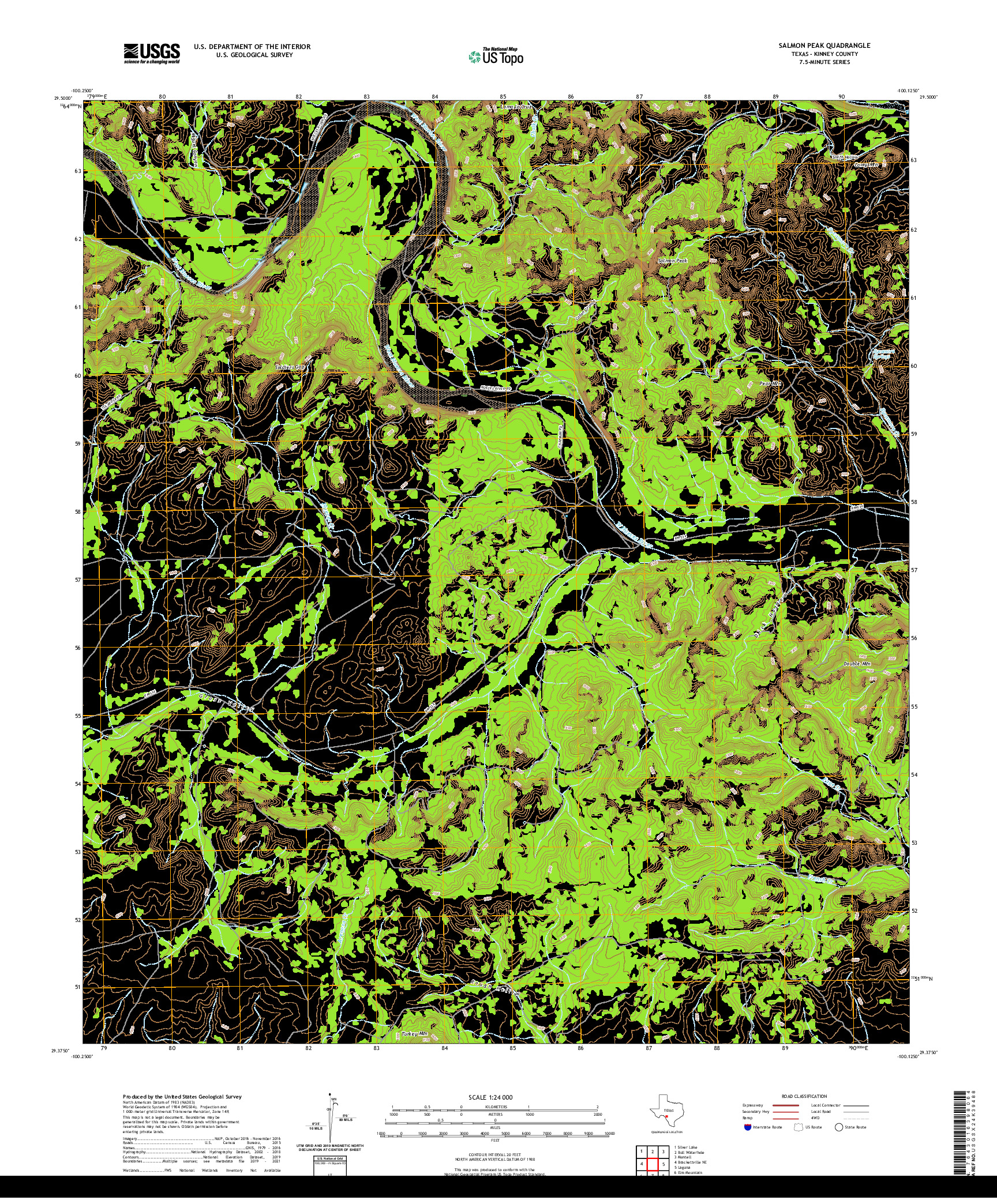 US TOPO 7.5-MINUTE MAP FOR SALMON PEAK, TX