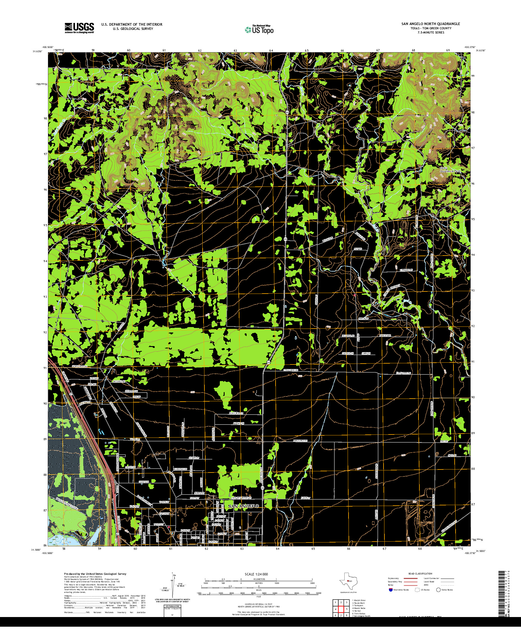 US TOPO 7.5-MINUTE MAP FOR SAN ANGELO NORTH, TX