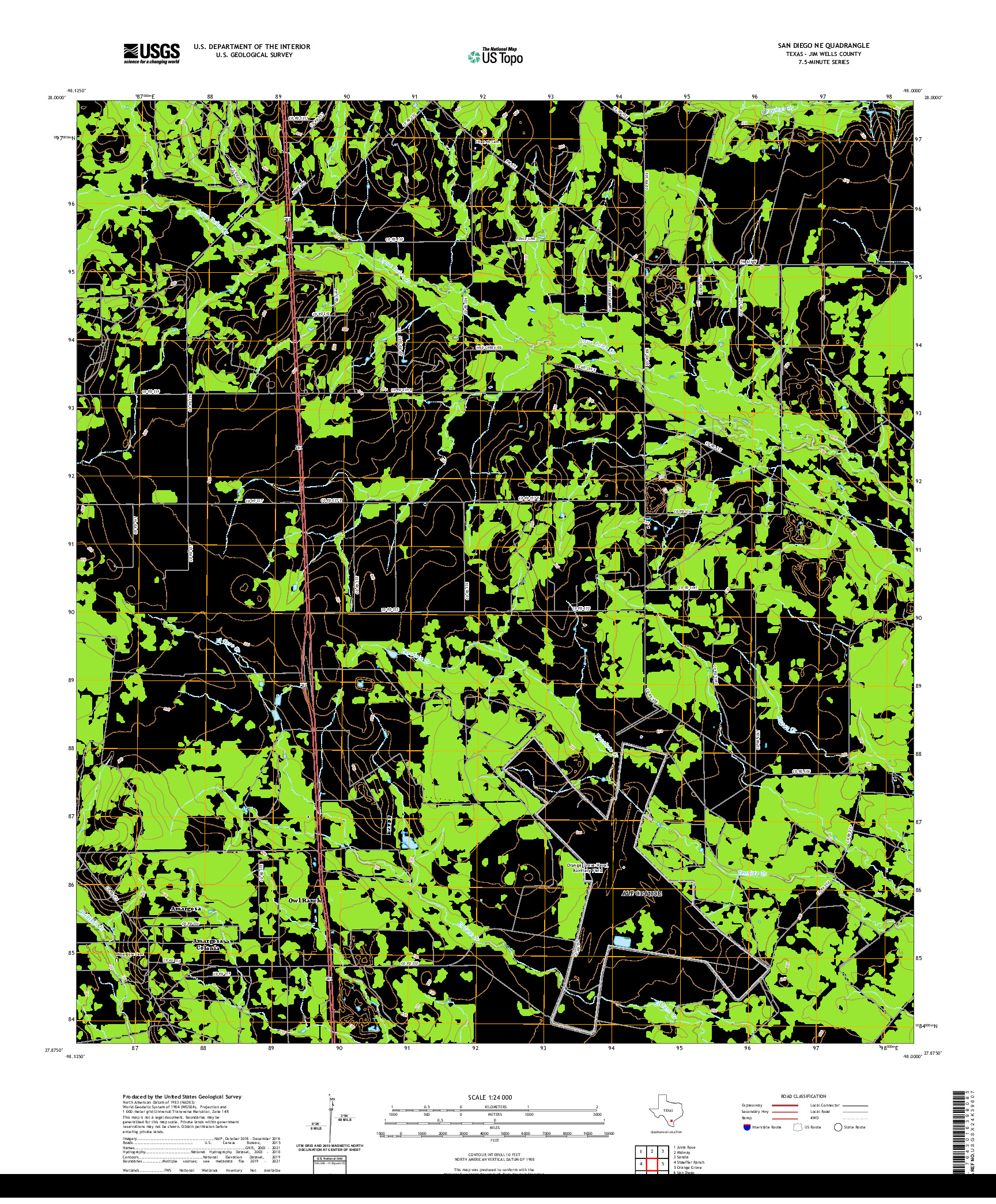 US TOPO 7.5-MINUTE MAP FOR SAN DIEGO NE, TX