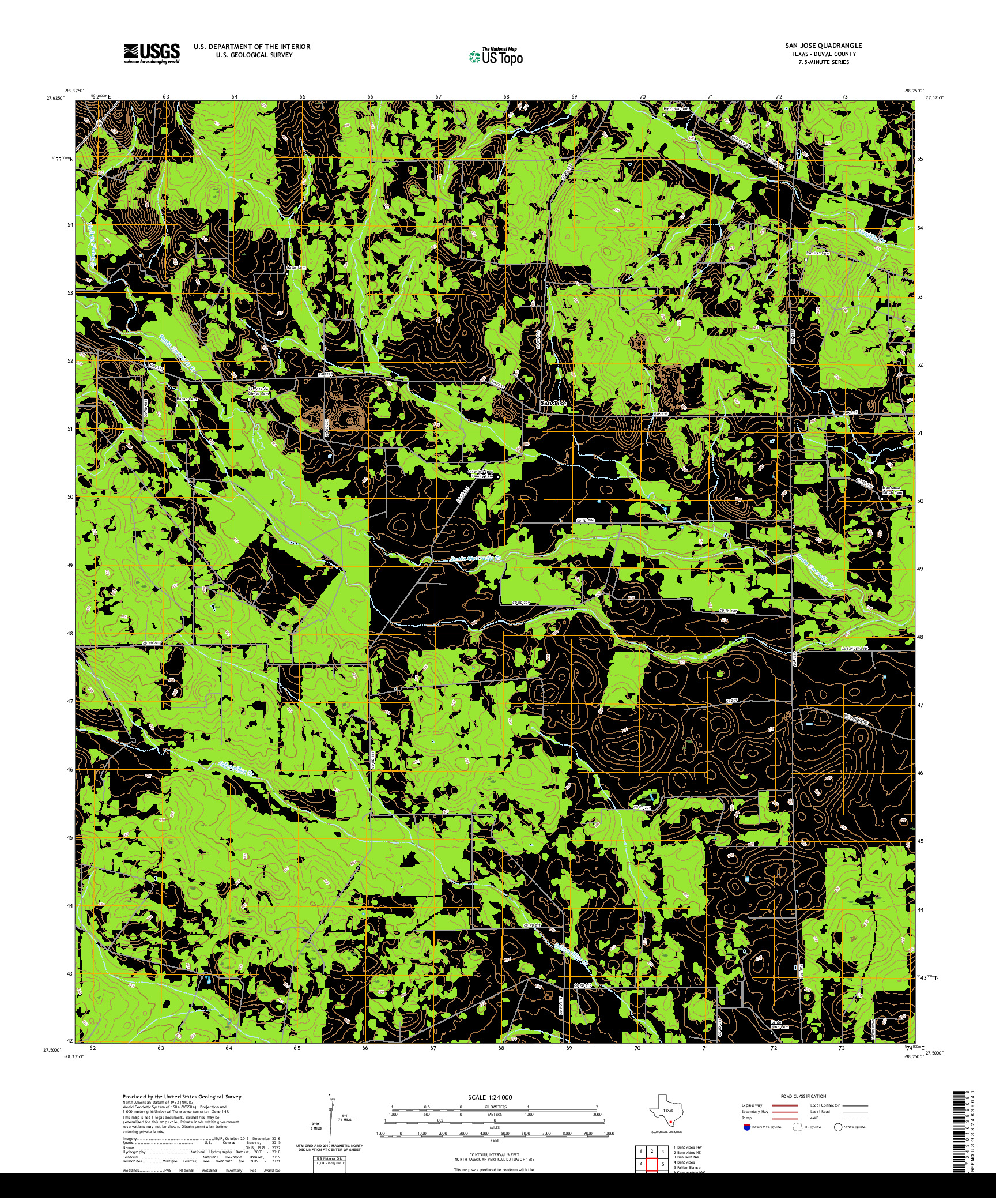 US TOPO 7.5-MINUTE MAP FOR SAN JOSE, TX