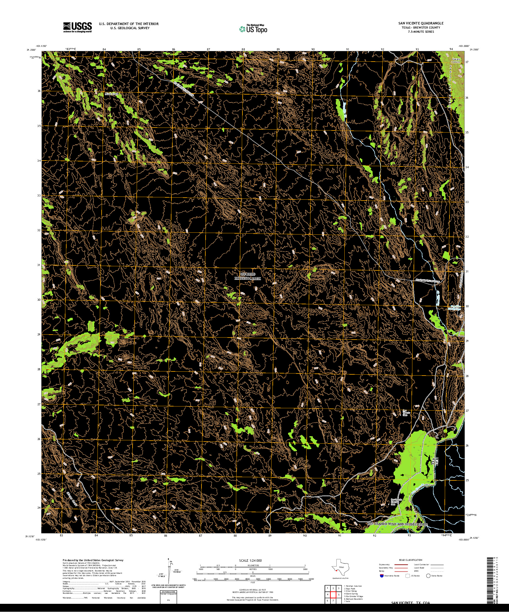 US TOPO 7.5-MINUTE MAP FOR SAN VICENTE, TX,COA