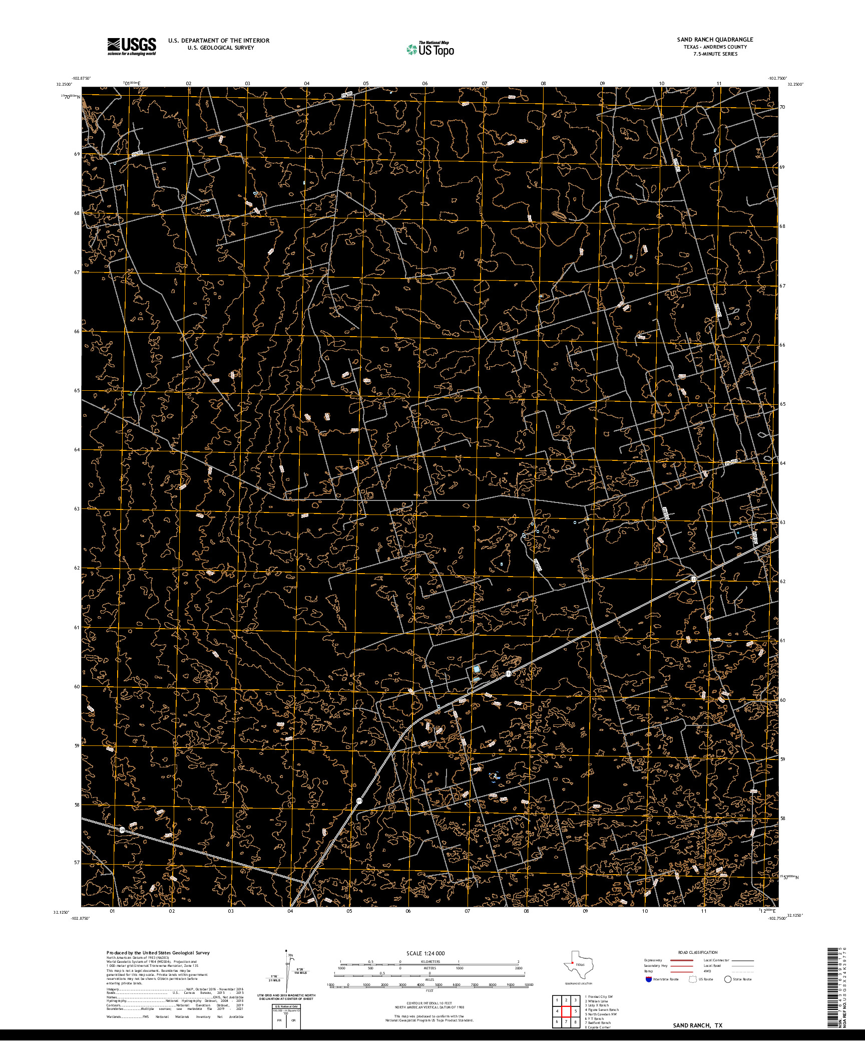 US TOPO 7.5-MINUTE MAP FOR SAND RANCH, TX