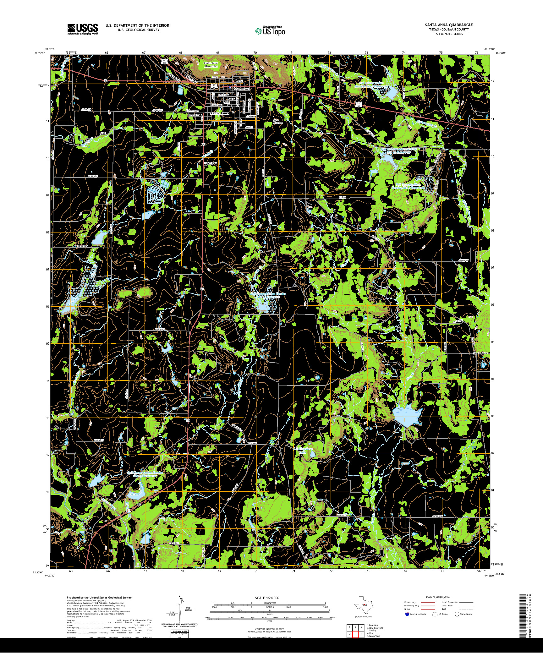 US TOPO 7.5-MINUTE MAP FOR SANTA ANNA, TX