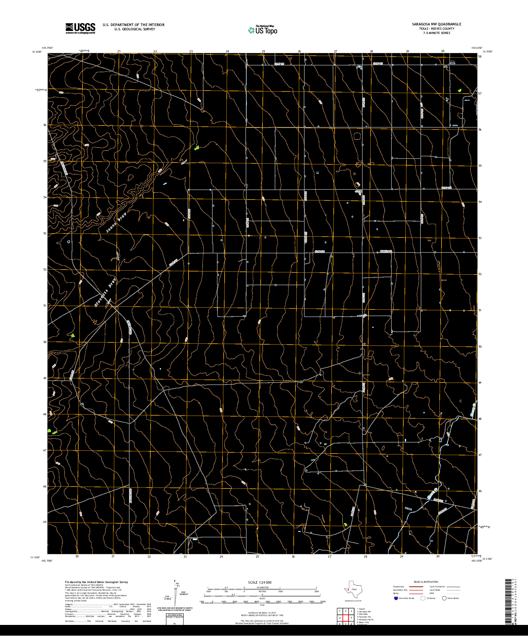 US TOPO 7.5-MINUTE MAP FOR SARAGOSA NW, TX