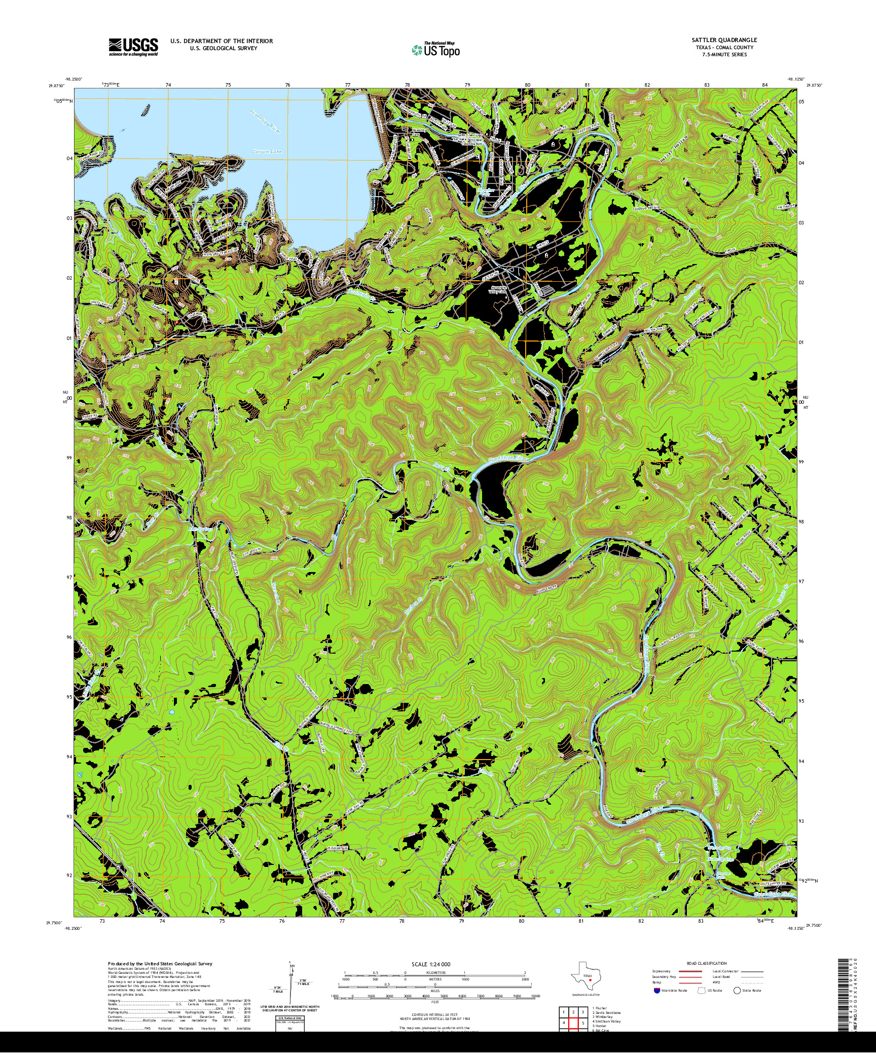 US TOPO 7.5-MINUTE MAP FOR SATTLER, TX